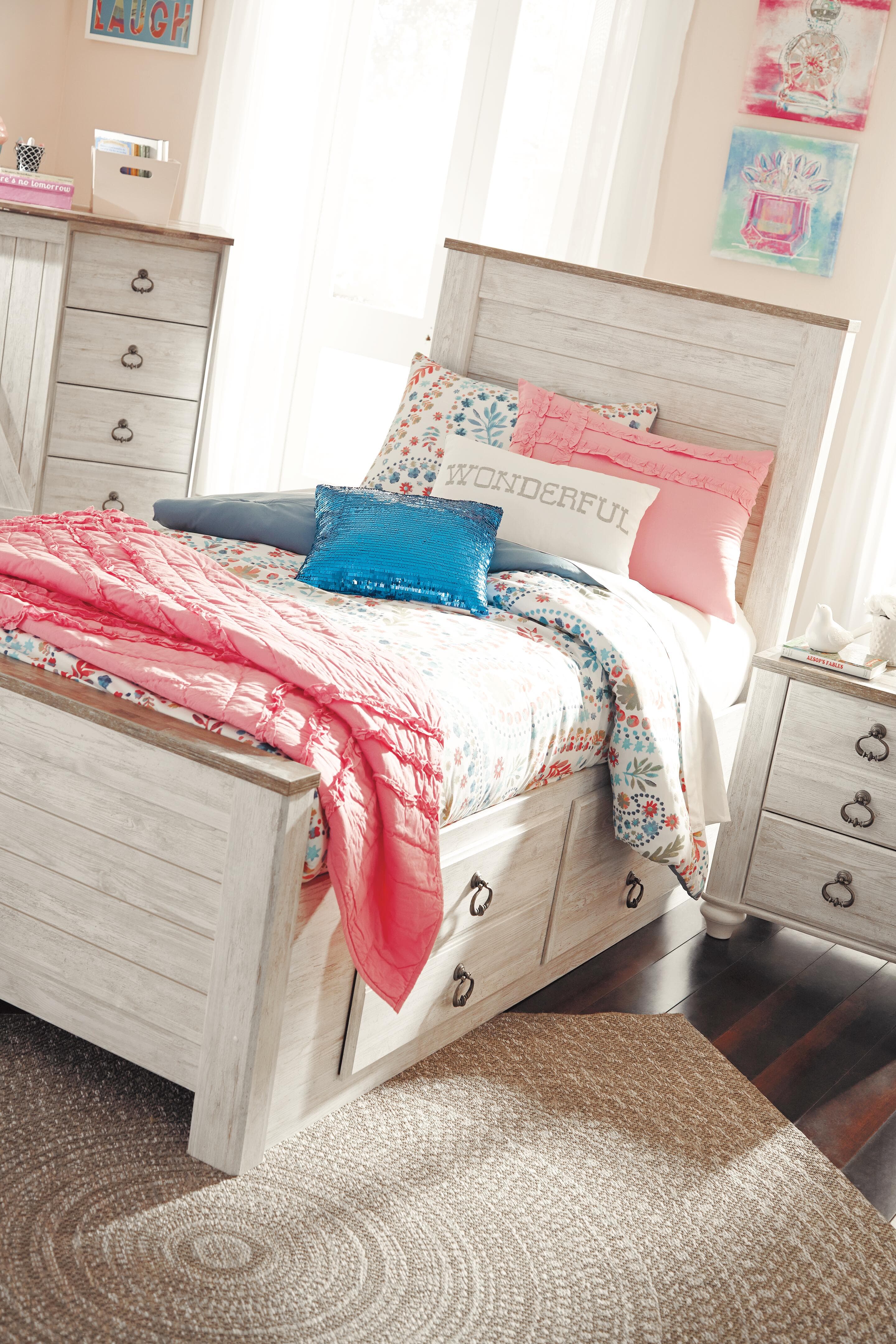 Willowton Twin Panel Headboard — Brown/Beige & White — view 4