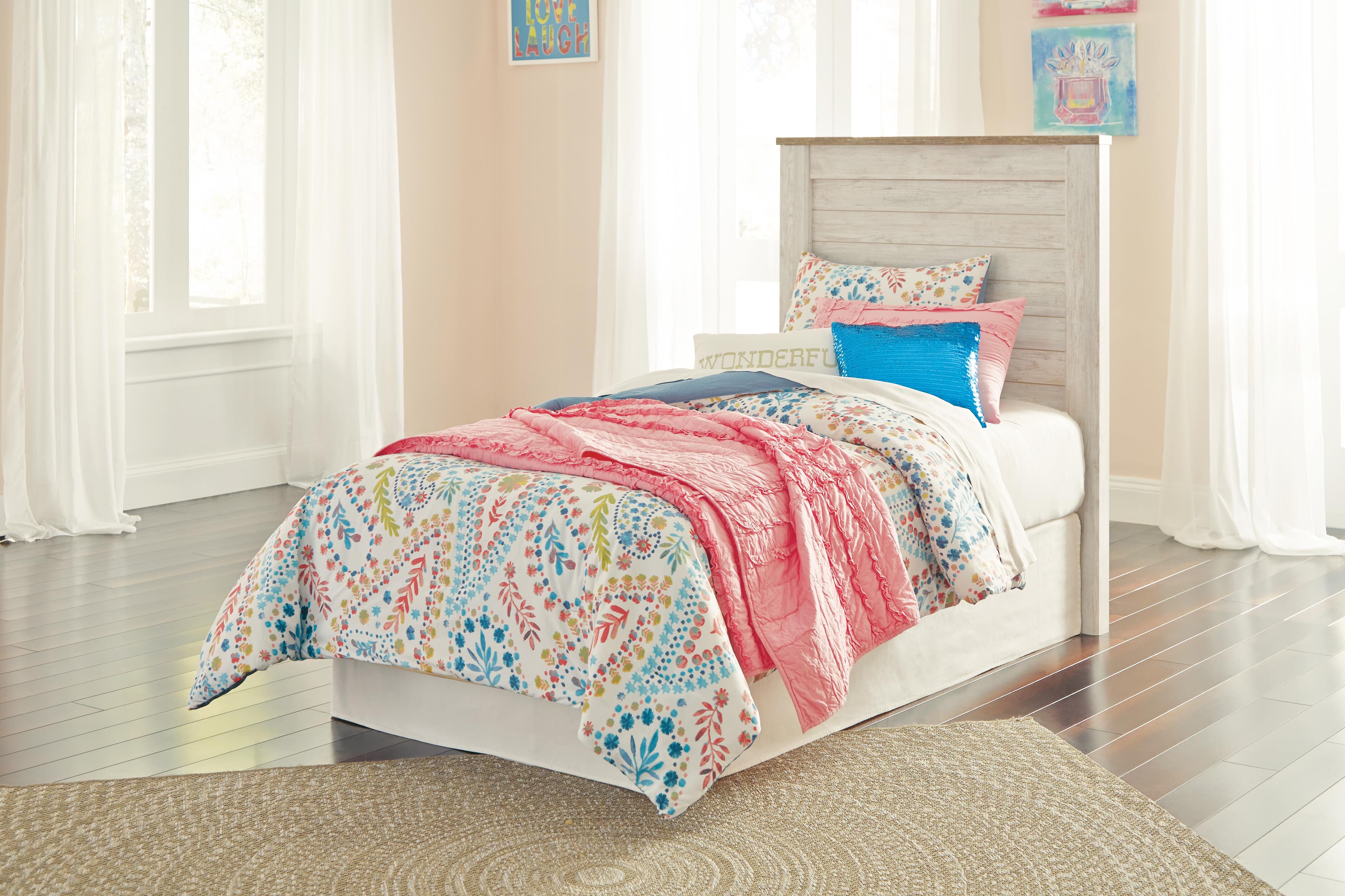 Willowton Twin Panel Headboard — Brown/Beige & White — view 2