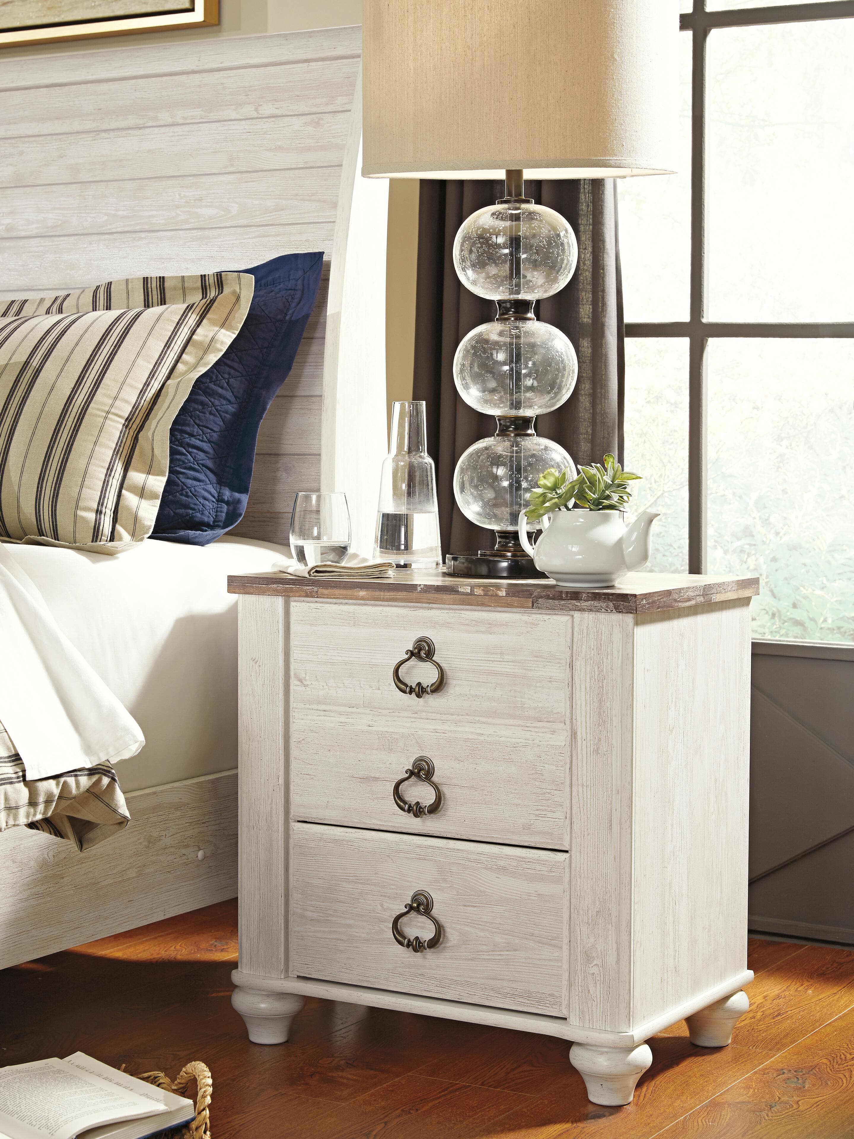 Willowton Nightstand — Brown/Beige & White — view 2