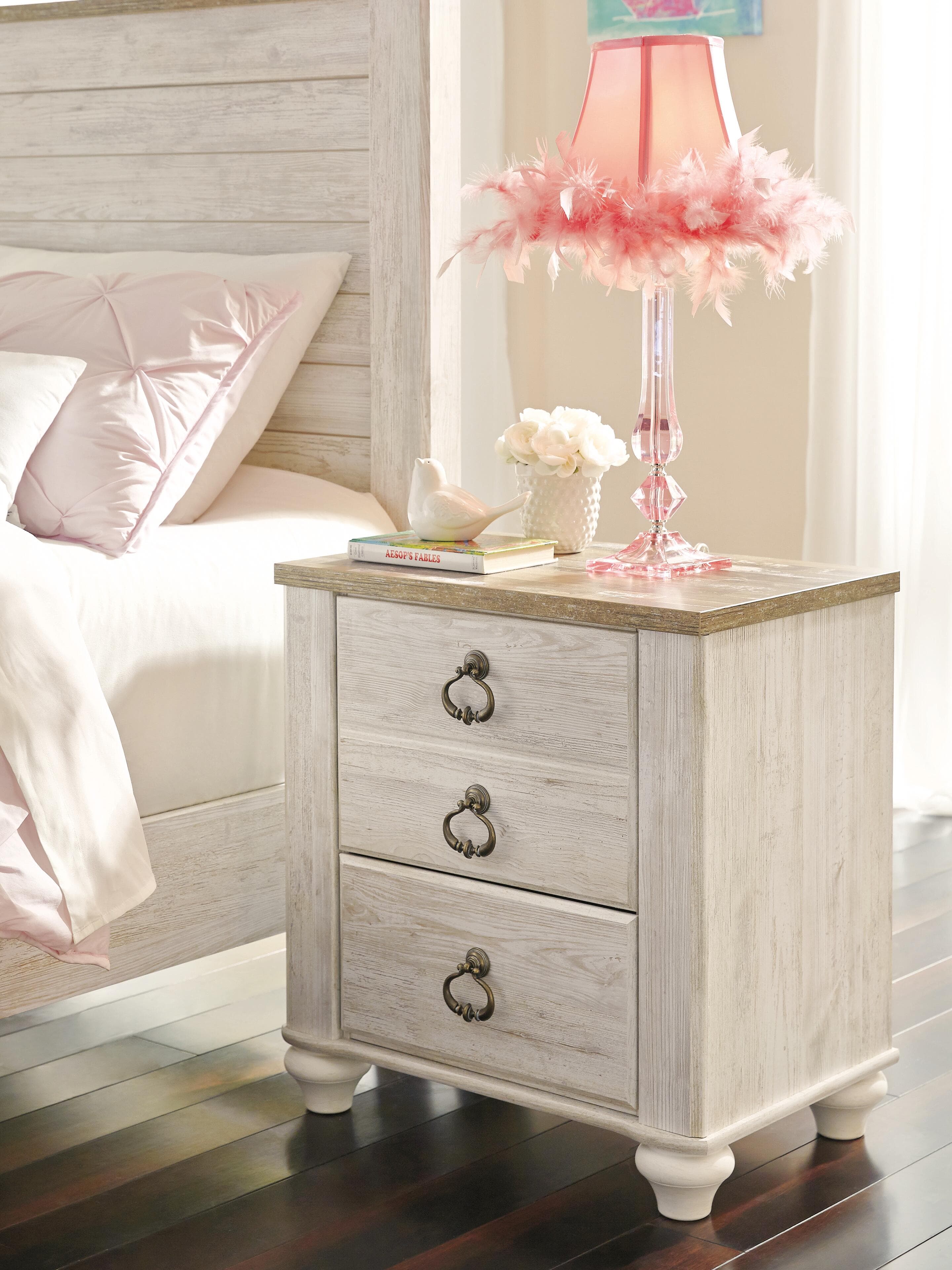 Willowton Nightstand — Brown/Beige & White — view 3