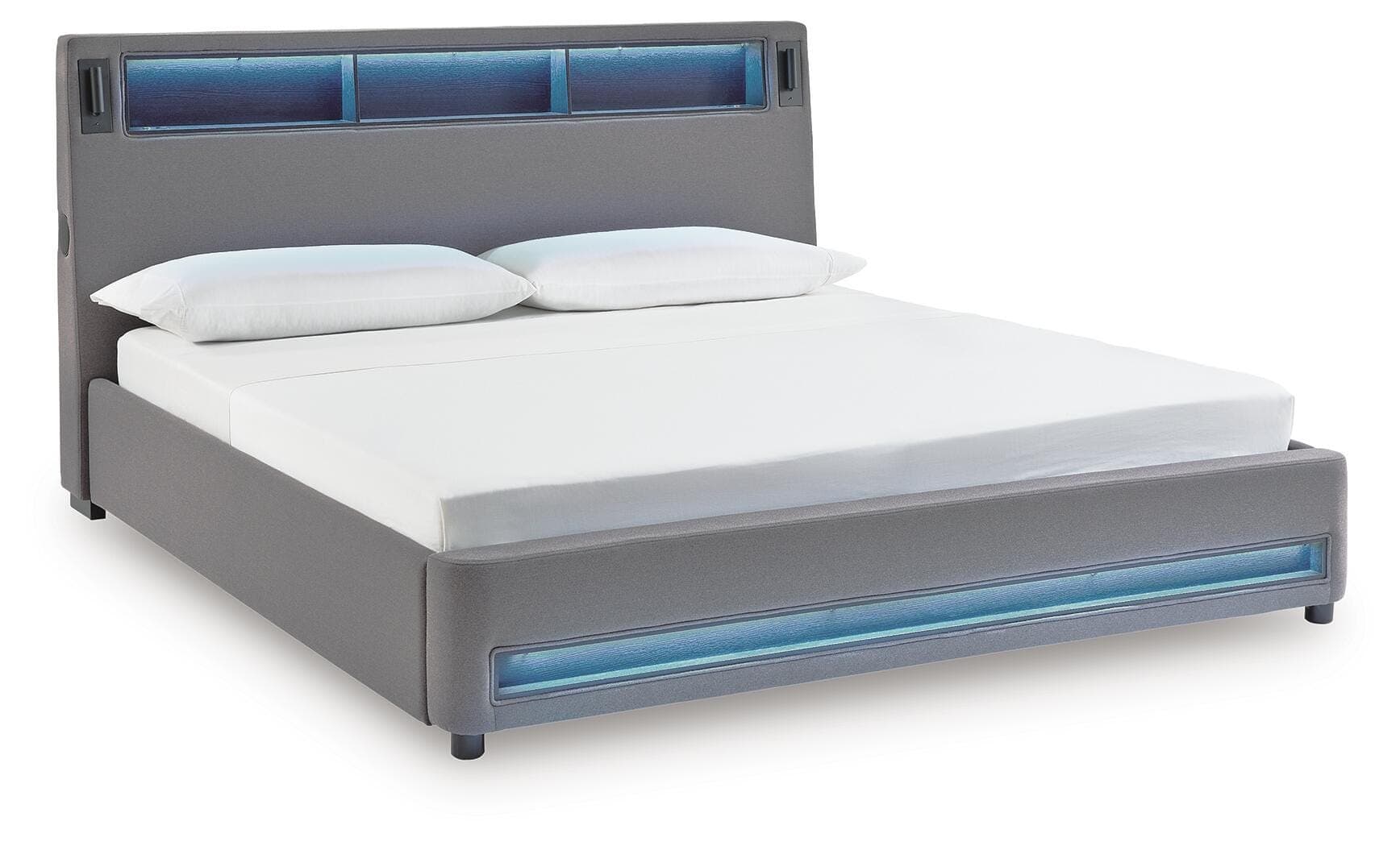 Cayberry California King Upholstered Bed with Wireless Audio