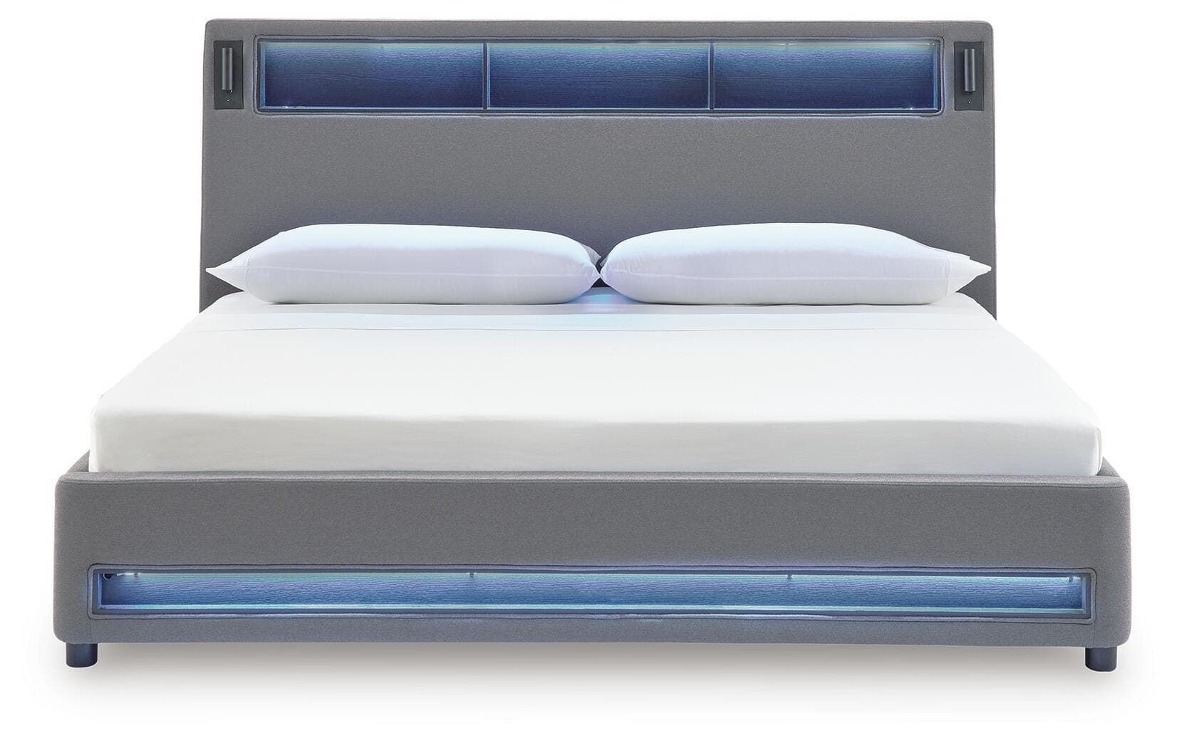 Cayberry California King Upholstered Bed with Wireless Audio — Gray — view 6