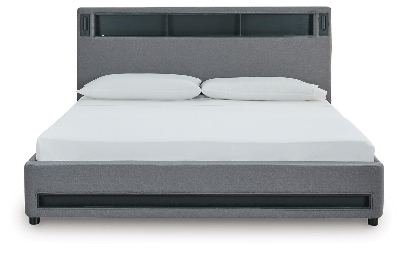 Cayberry California King Upholstered Bed with Wireless Audio — Gray — view 7
