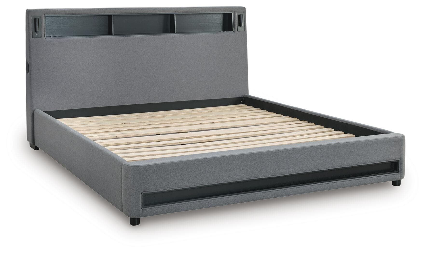 Cayberry California King Upholstered Bed with Wireless Audio — Gray — view 5