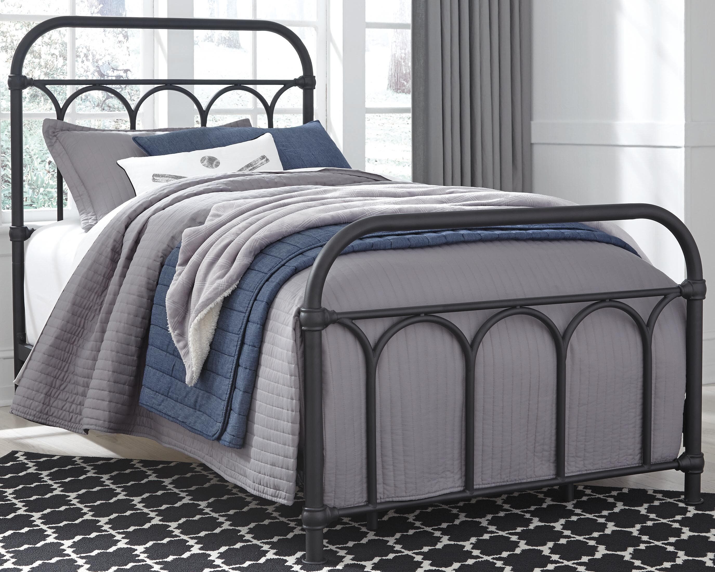 Nashburg Twin Metal Bed — Brown/Beige — view 2