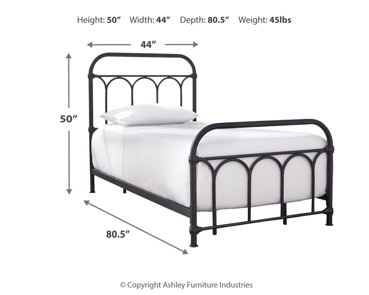 Nashburg Twin Metal Bed — Brown/Beige — view 4