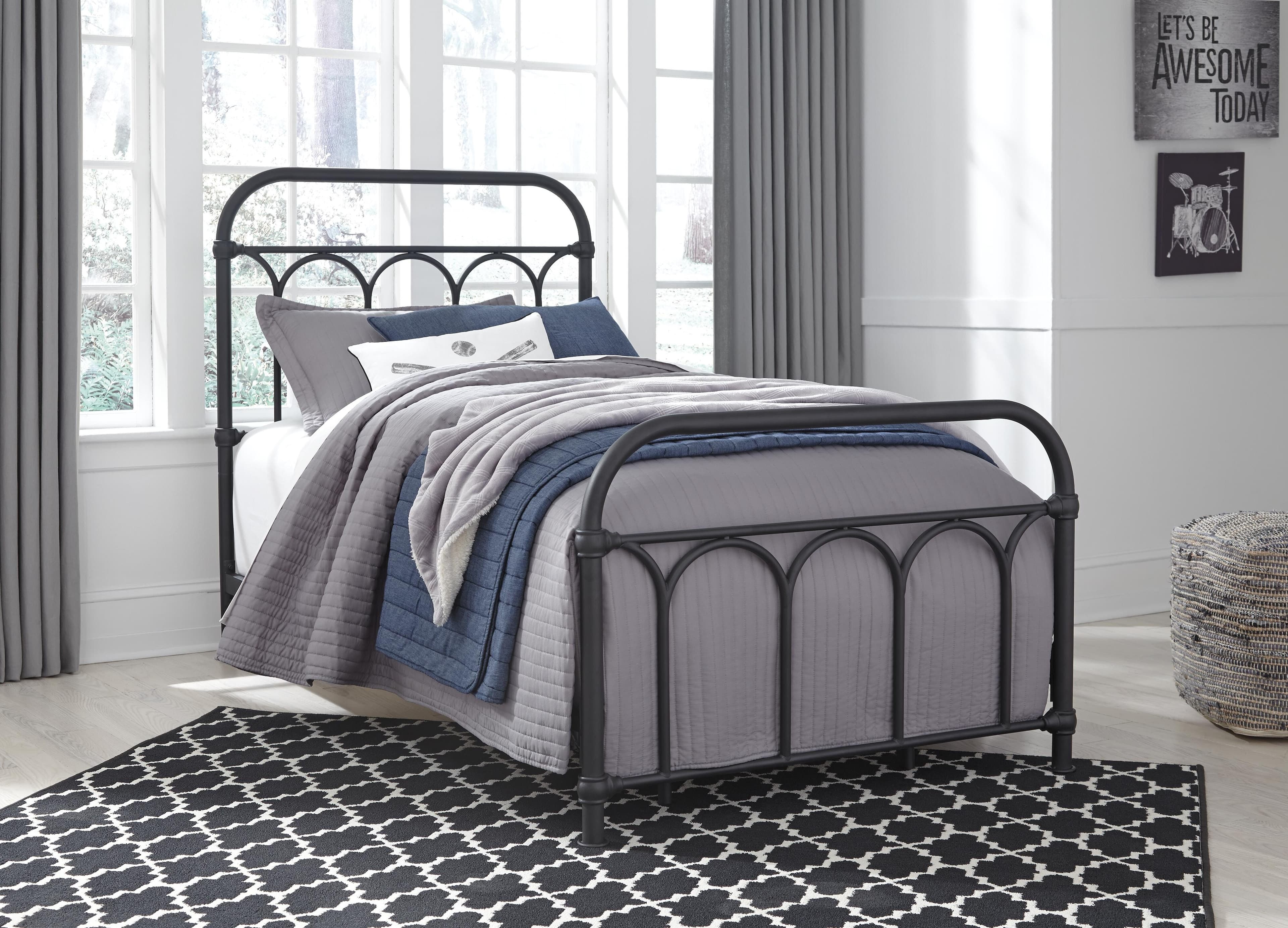 Nashburg Twin Metal Bed — Brown/Beige — view 7