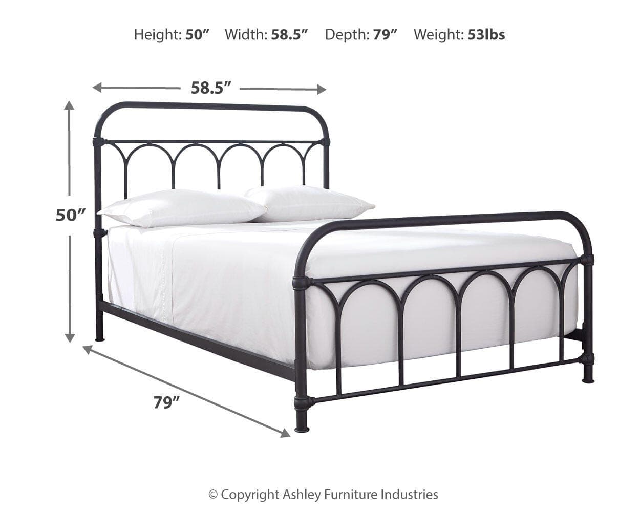 Nashburg Full Metal Bed — Brown/Beige — view 4