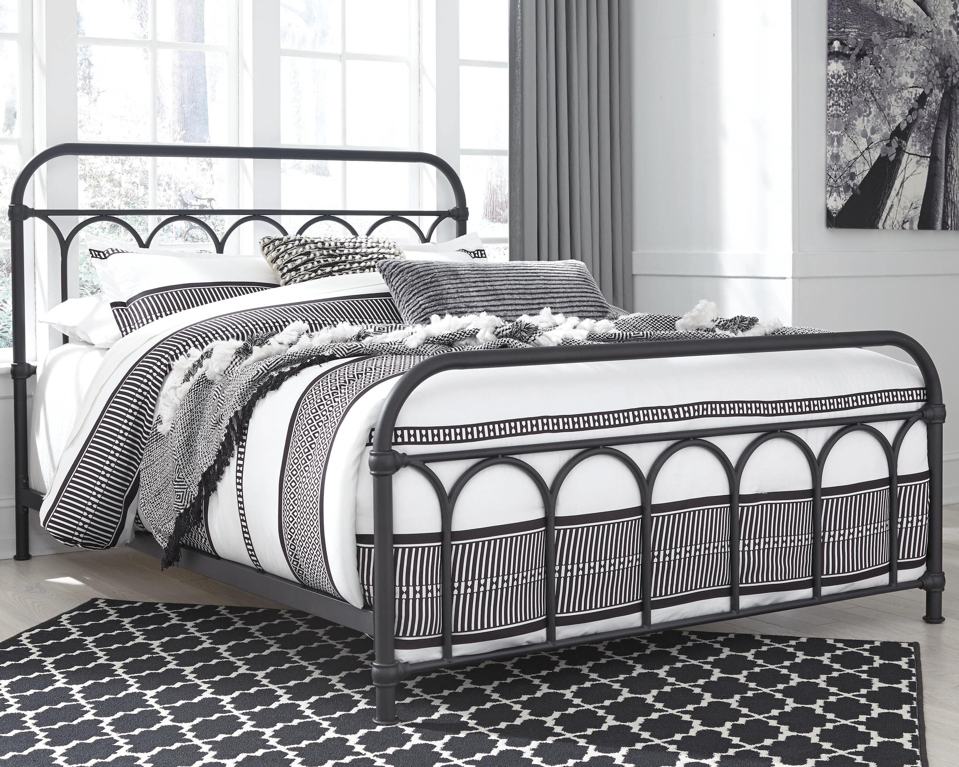 Nashburg Queen Metal Bed — Brown/Beige — view 2