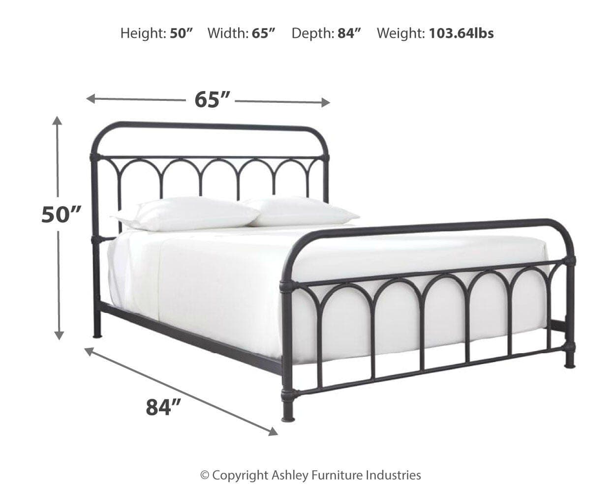 Nashburg Queen Metal Bed — Brown/Beige — view 4