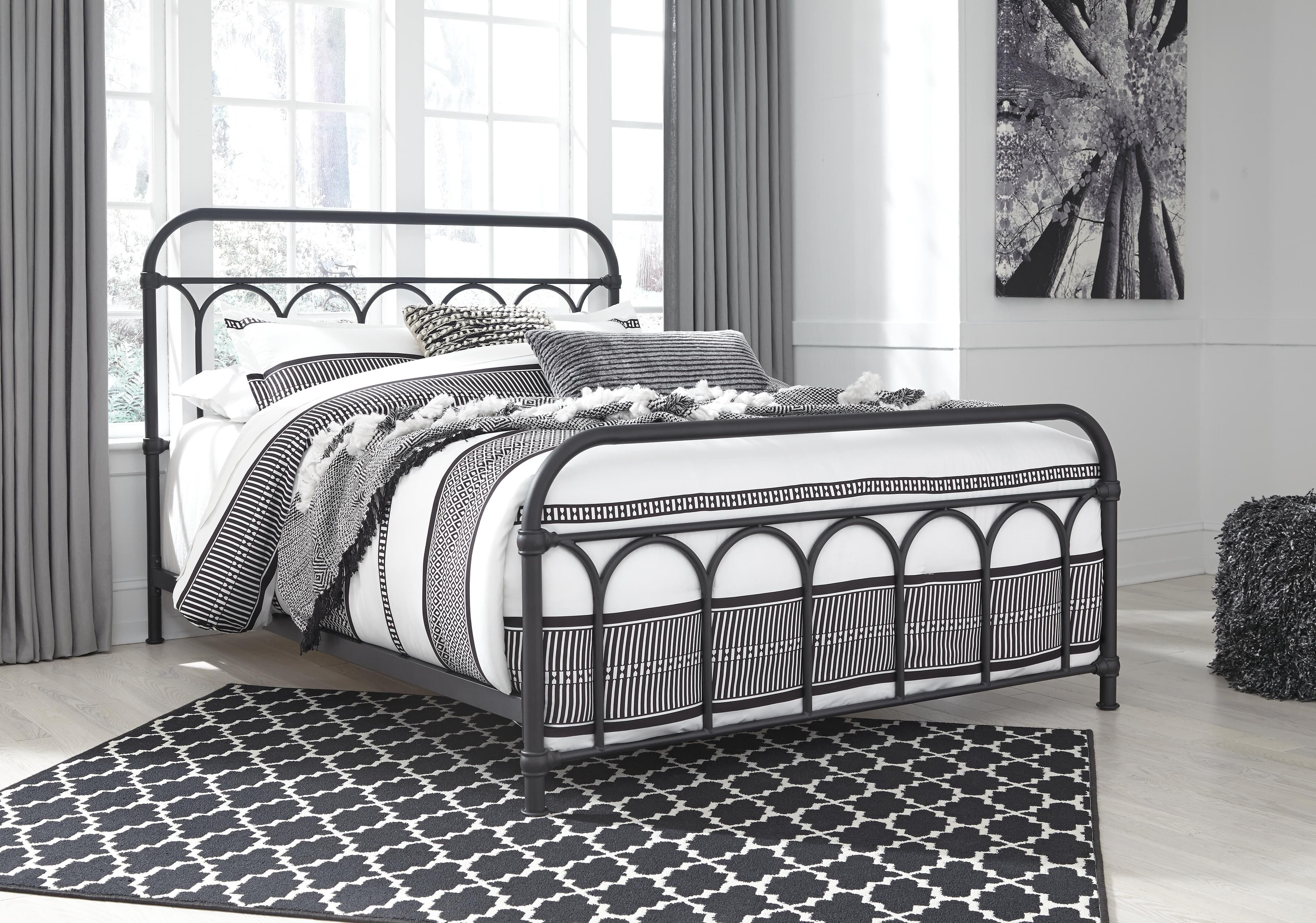 Nashburg Queen Metal Bed — Brown/Beige — view 7