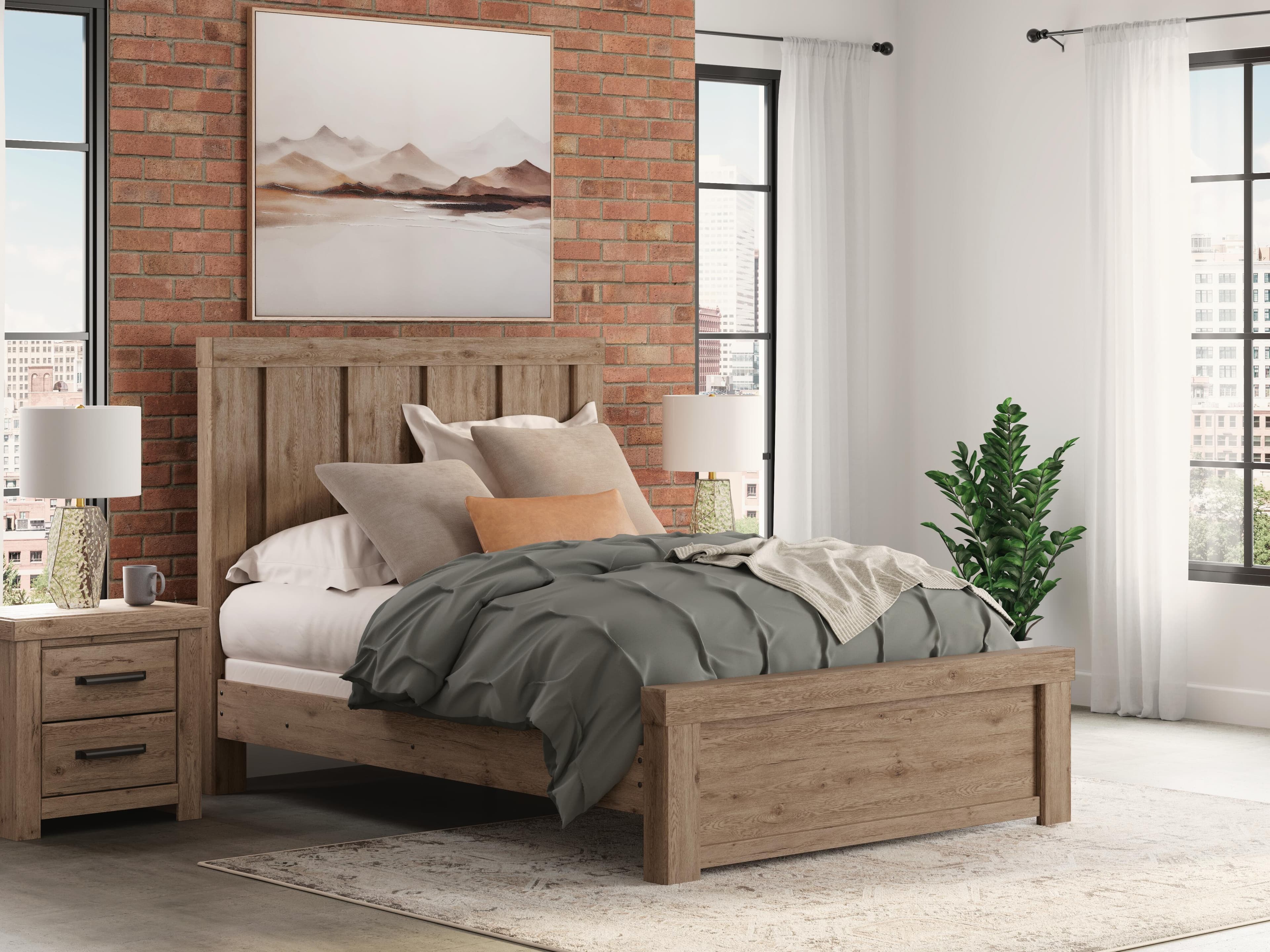 Garistyn Queen Panel Bed — Light Brown — view 2