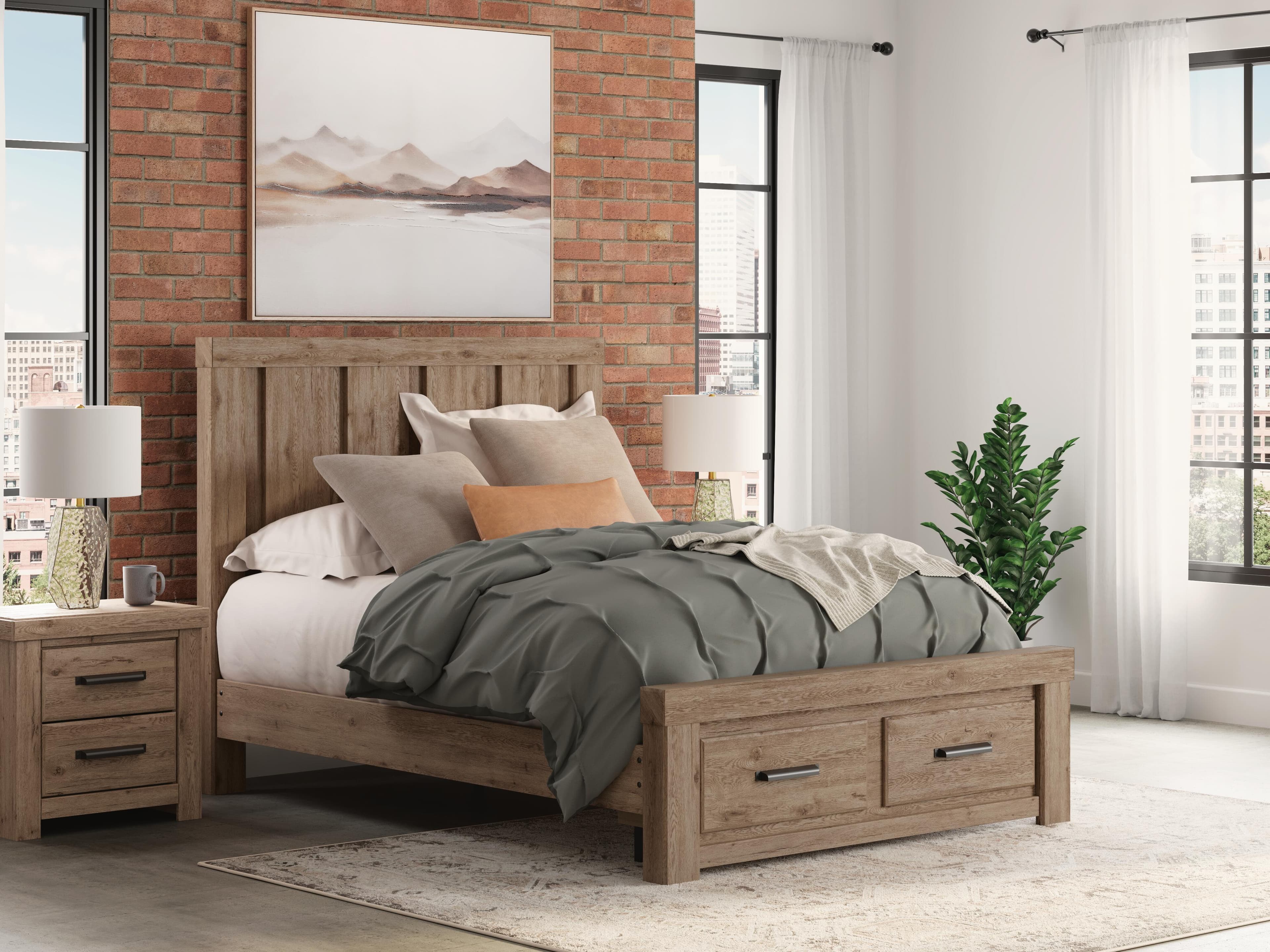 Garistyn Queen Panel Storage Bed — Light Brown — view 2