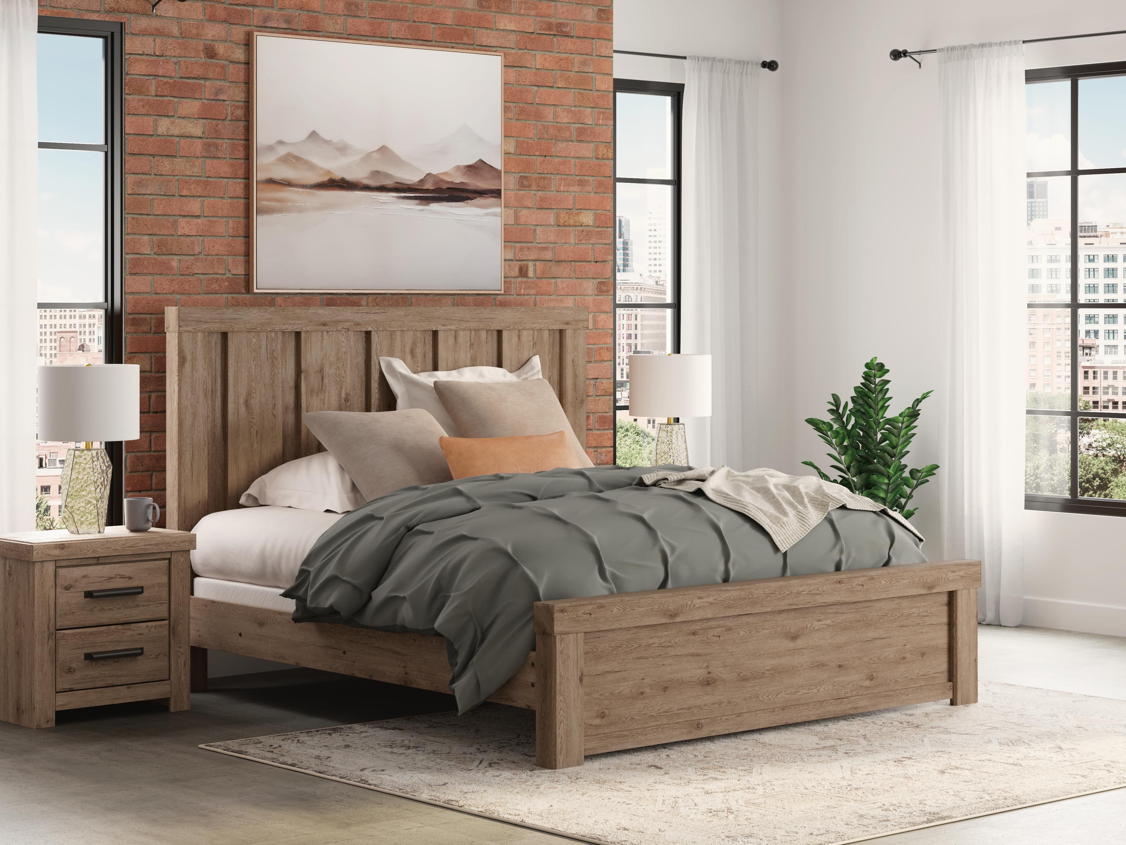 Garistyn King Panel Bed — Light Brown — view 2