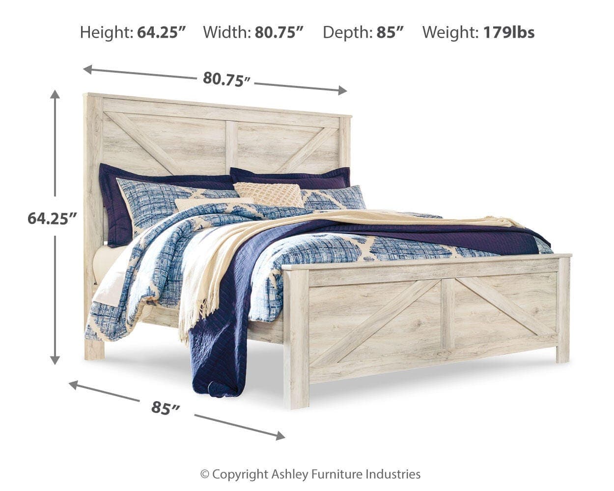 Bellaby King Crossbuck Panel Bed — White — view 4