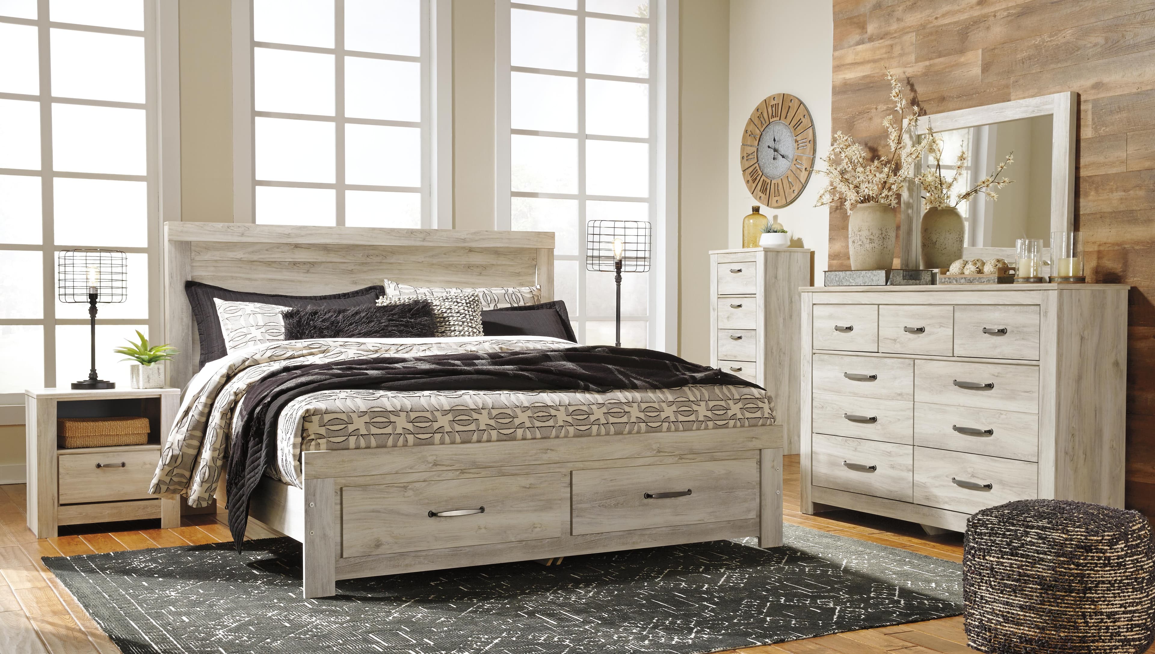 Bellaby King Platform Bed with 2 Storage Drawers — White — view 4