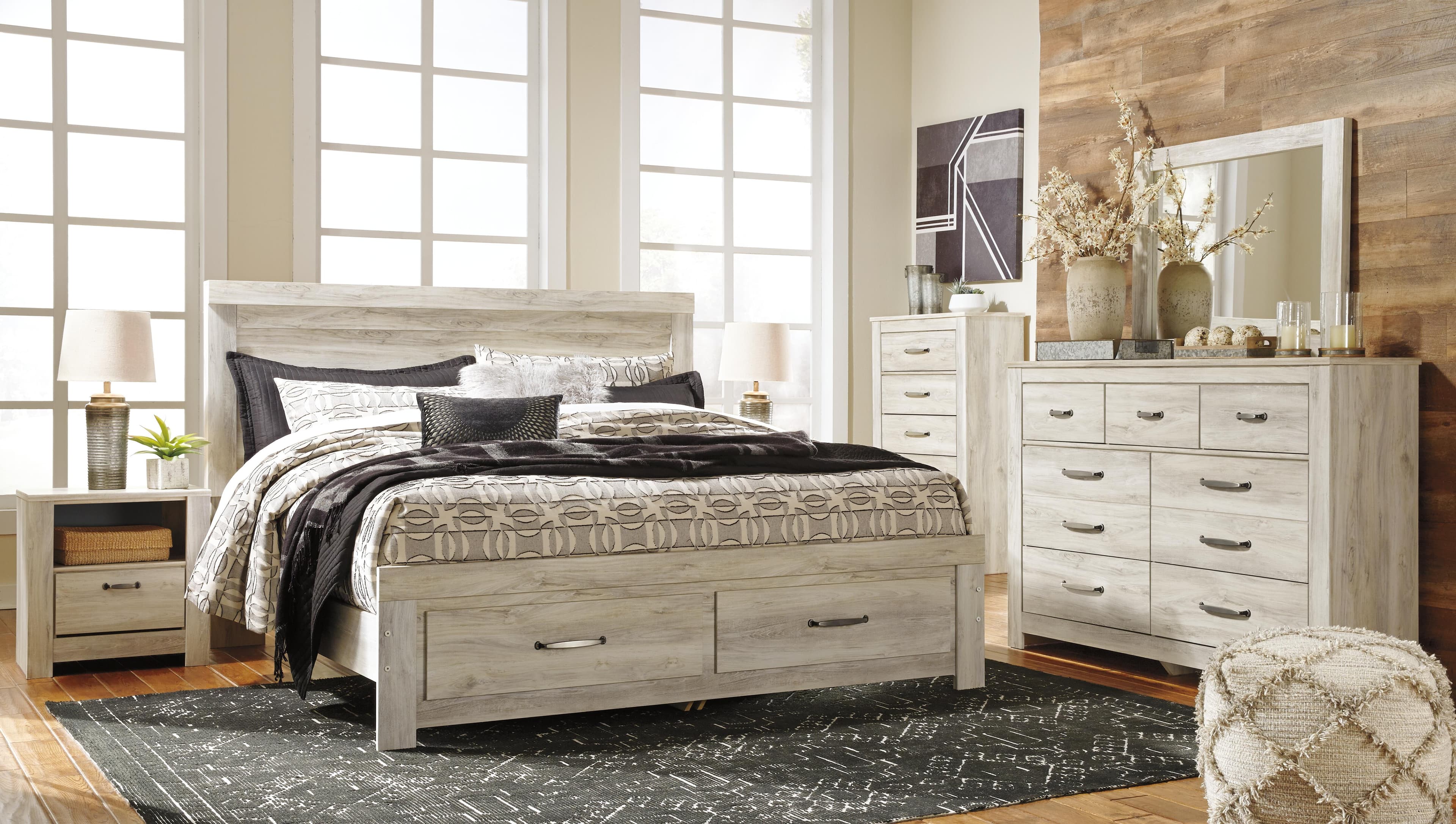Bellaby King Platform Bed with 2 Storage Drawers — White — view 3