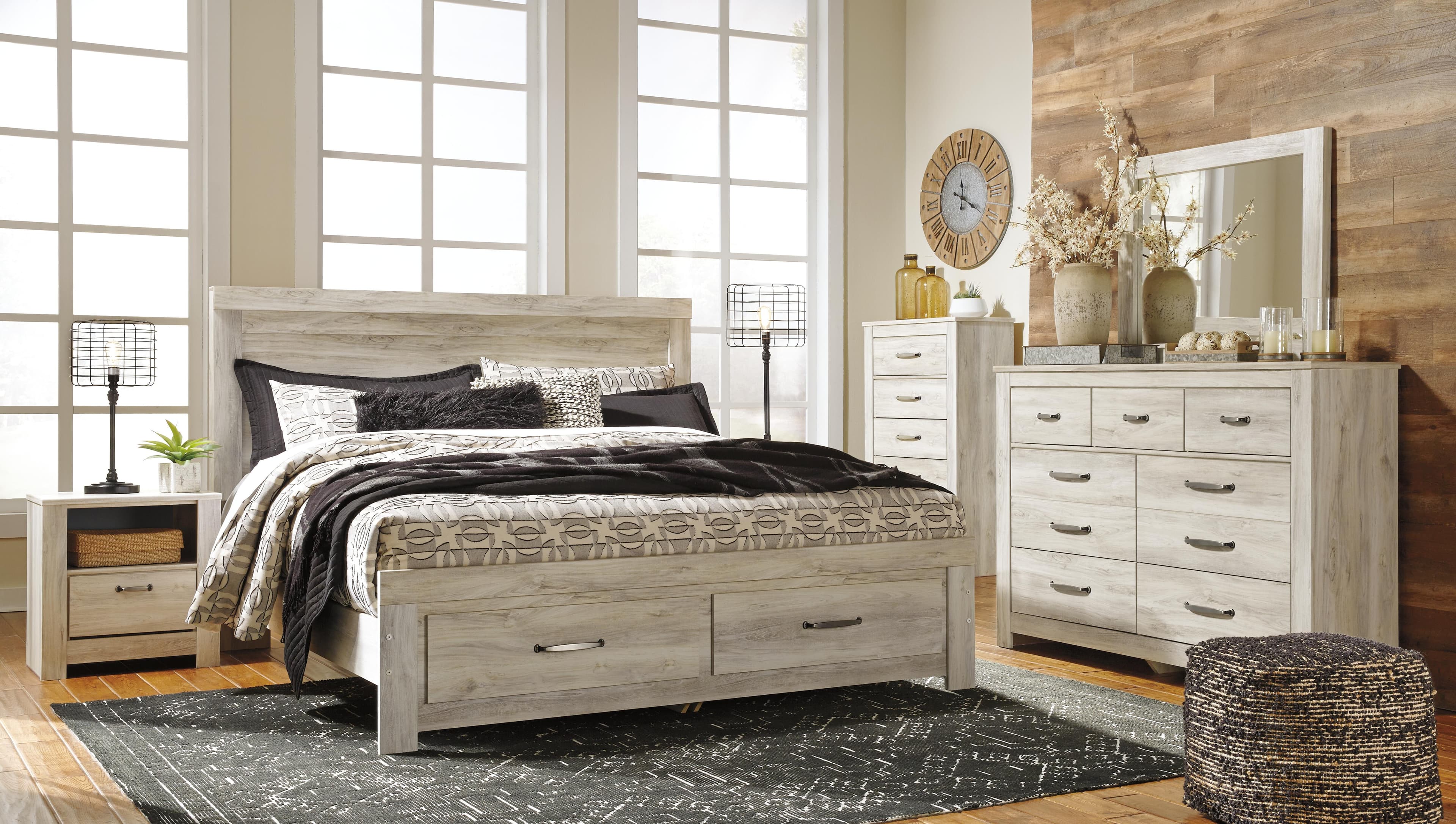 Bellaby King Platform Bed with 2 Storage Drawers — White — view 5