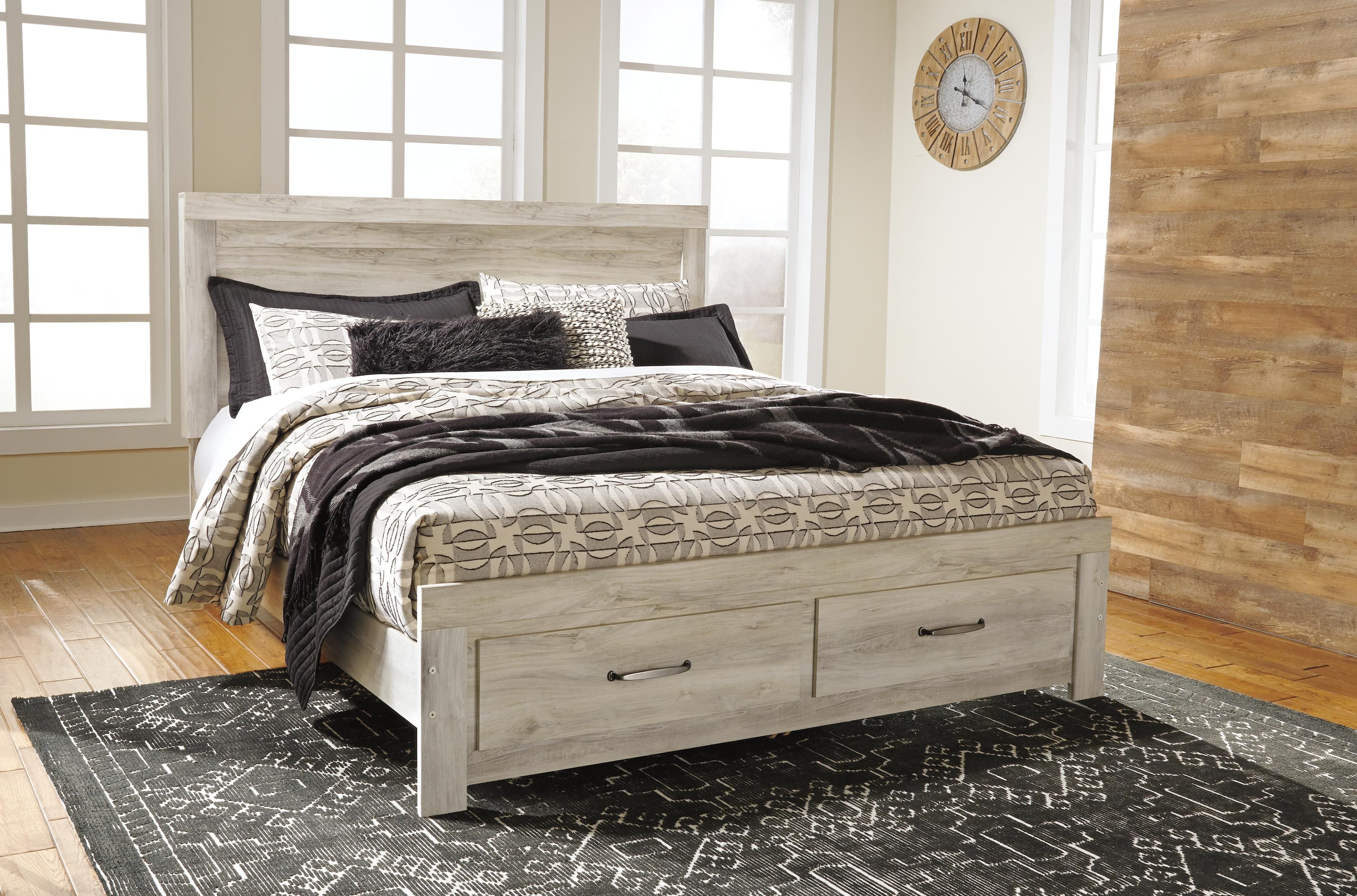 Bellaby King Platform Bed with 2 Storage Drawers — White — view 2