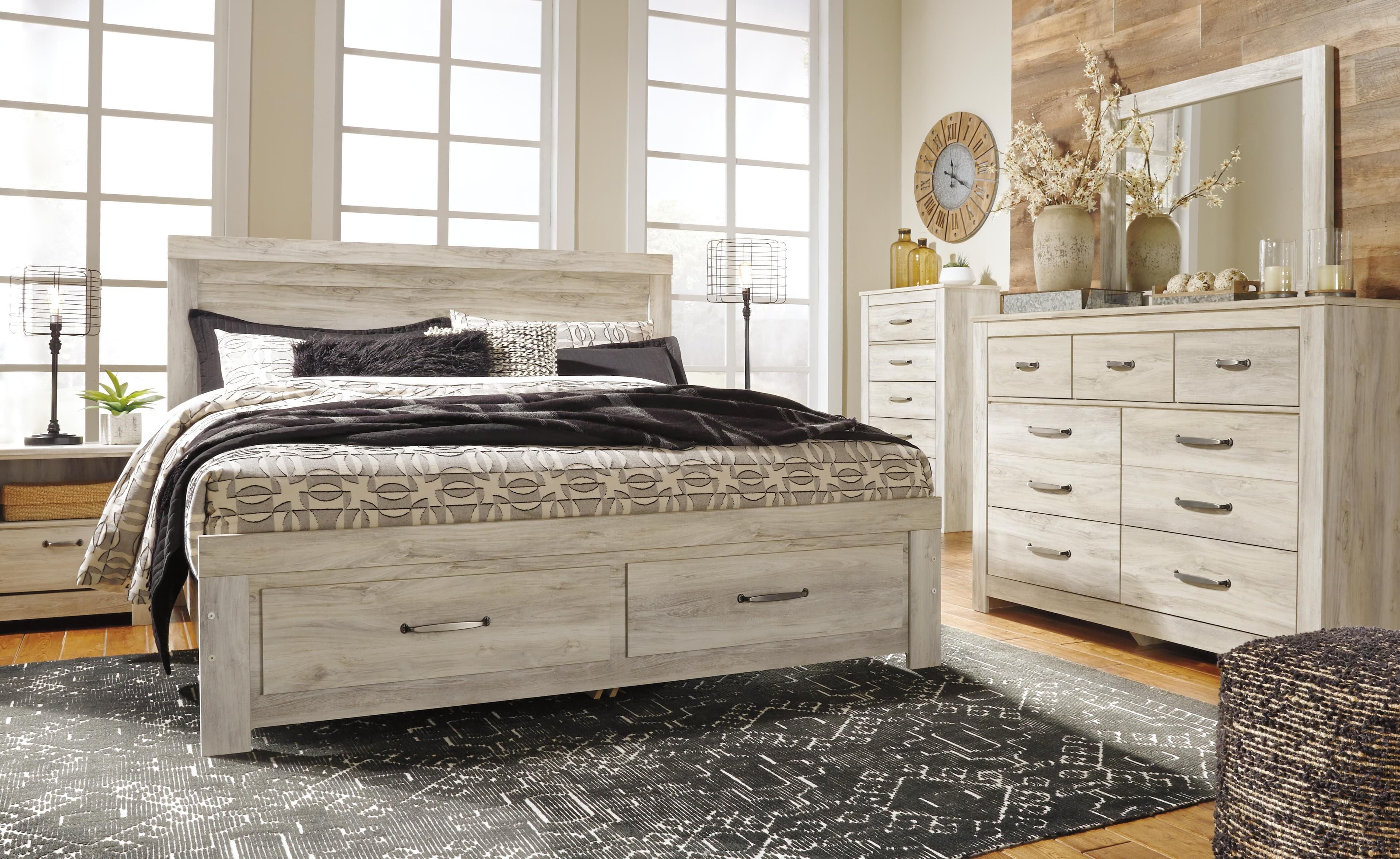 Bellaby King Platform Bed with 2 Storage Drawers — White — view 6