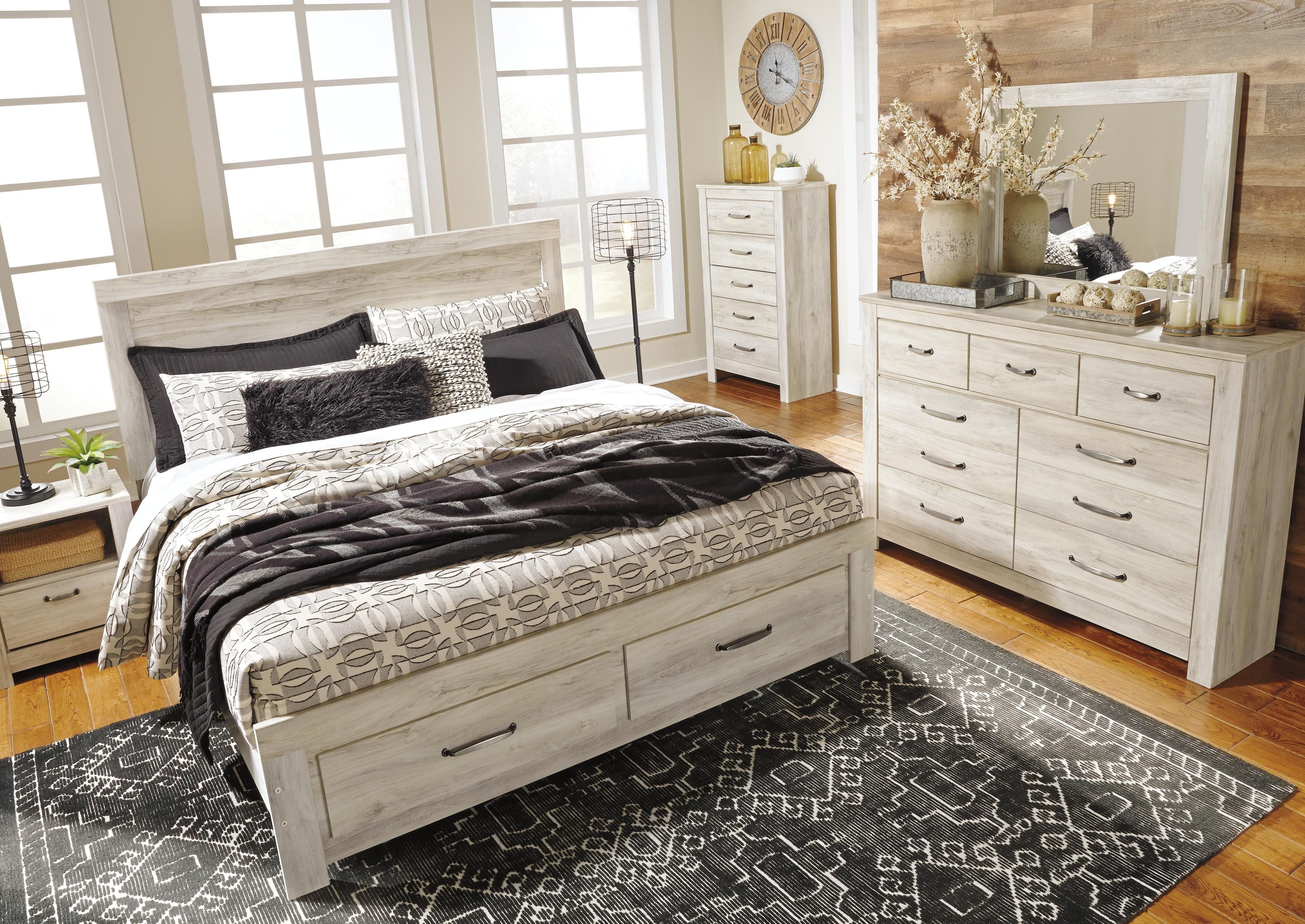 Bellaby King Platform Bed with 2 Storage Drawers — White — view 7