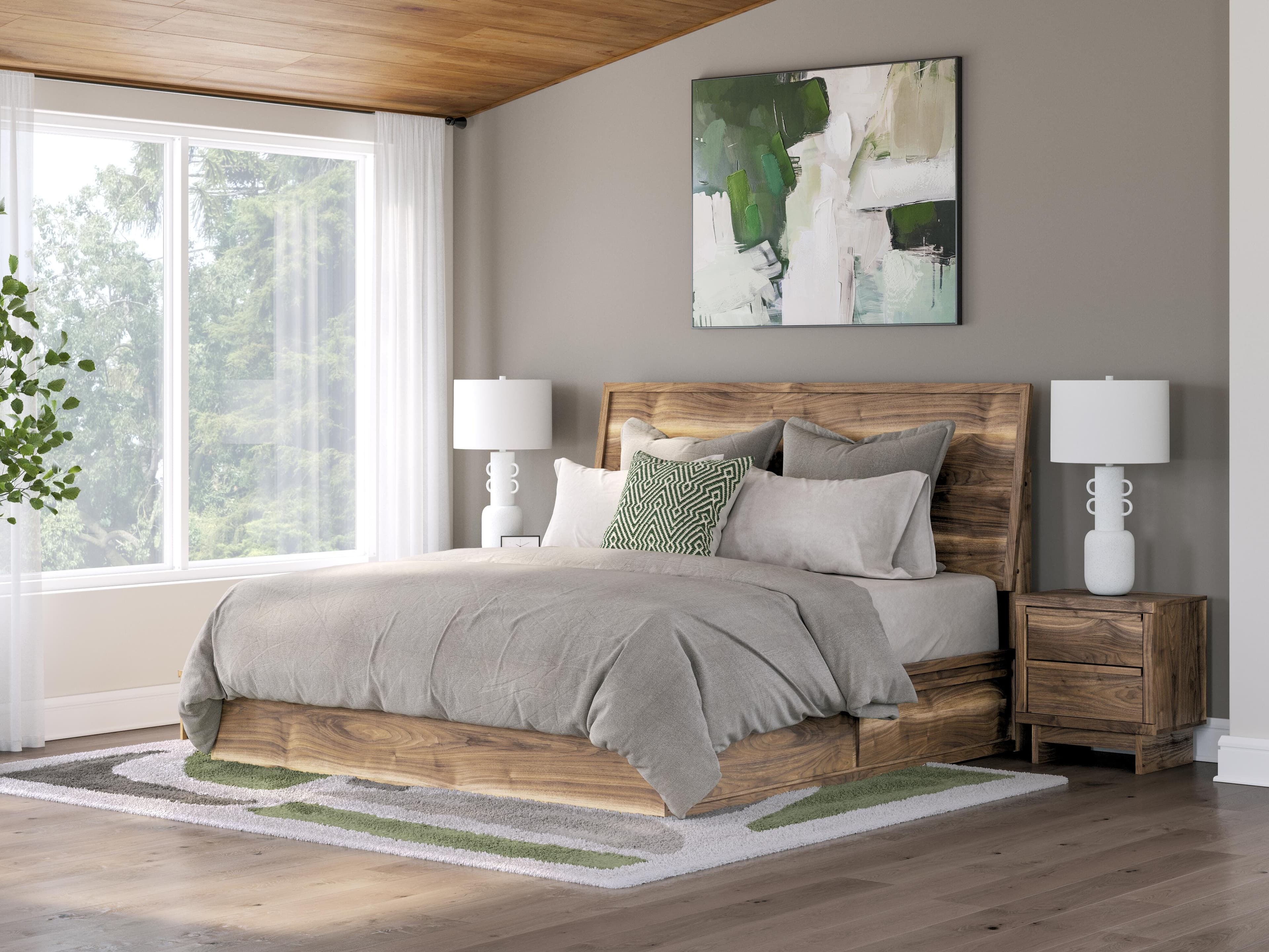Zadilyn King Panel Bed with Storage — Brown/Beige — view 2