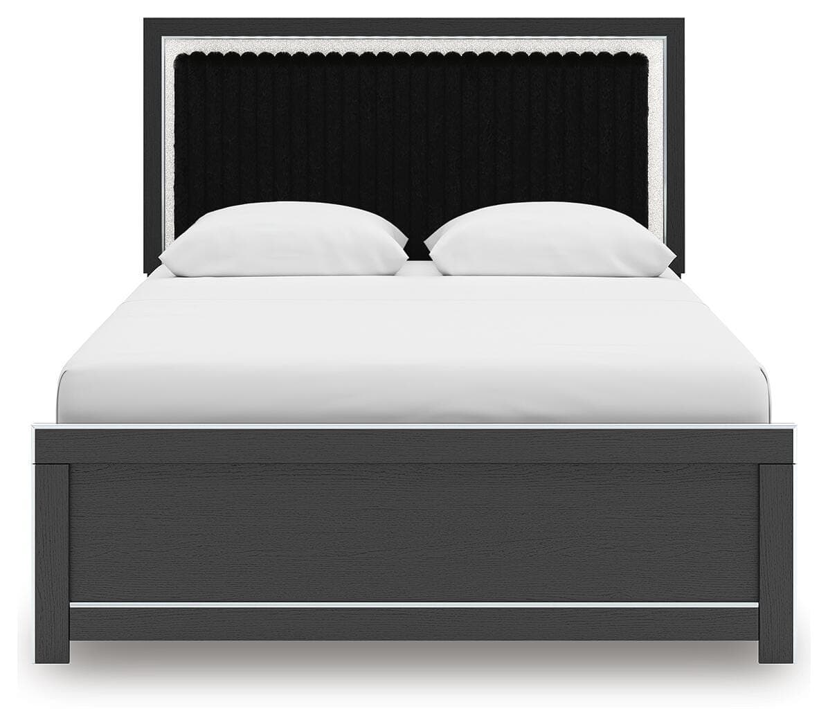 Birmonton Queen Upholstered Panel Platform Bed — Black — view 6