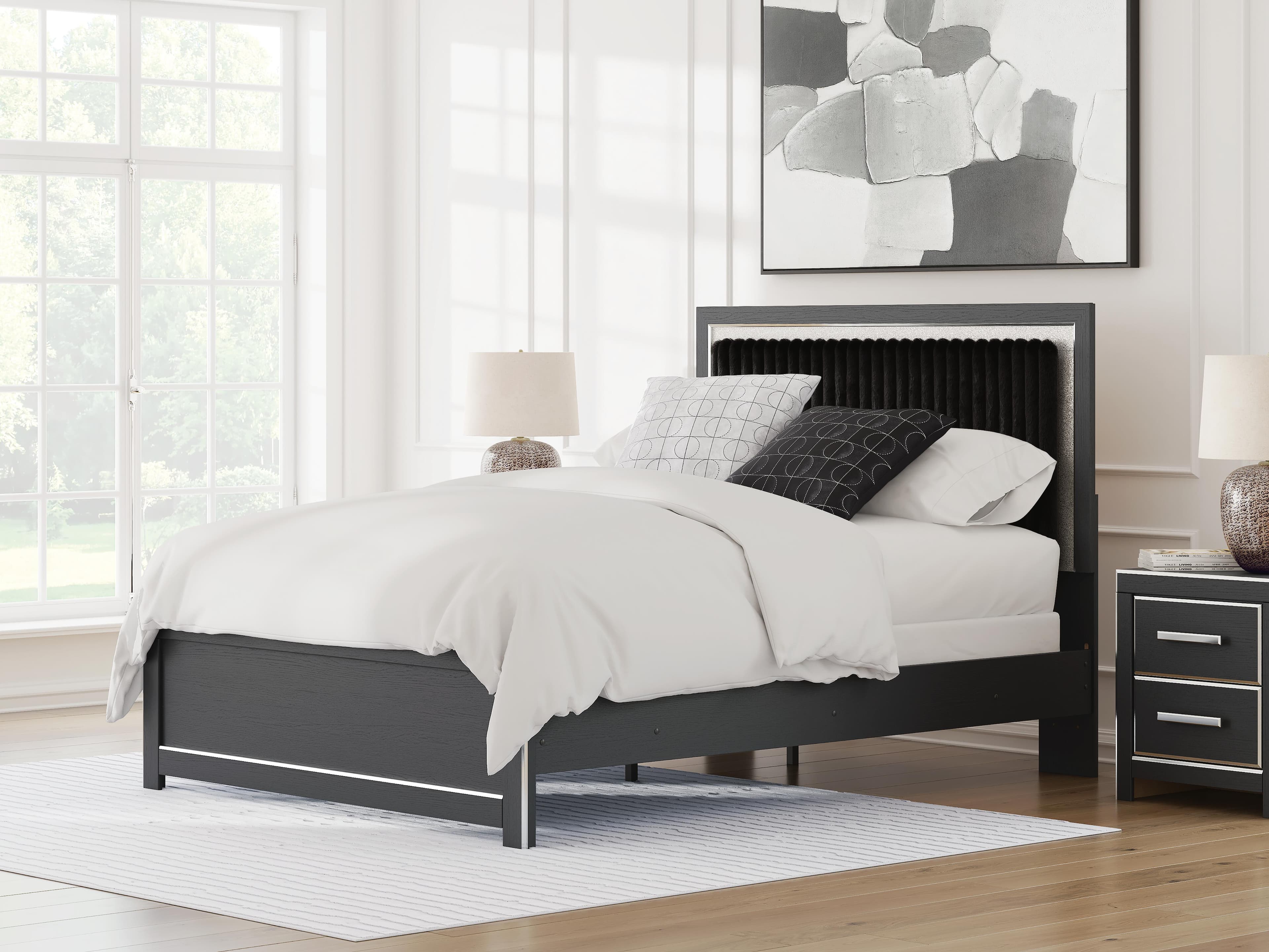 Birmonton Queen Upholstered Panel Bed — Black — view 2