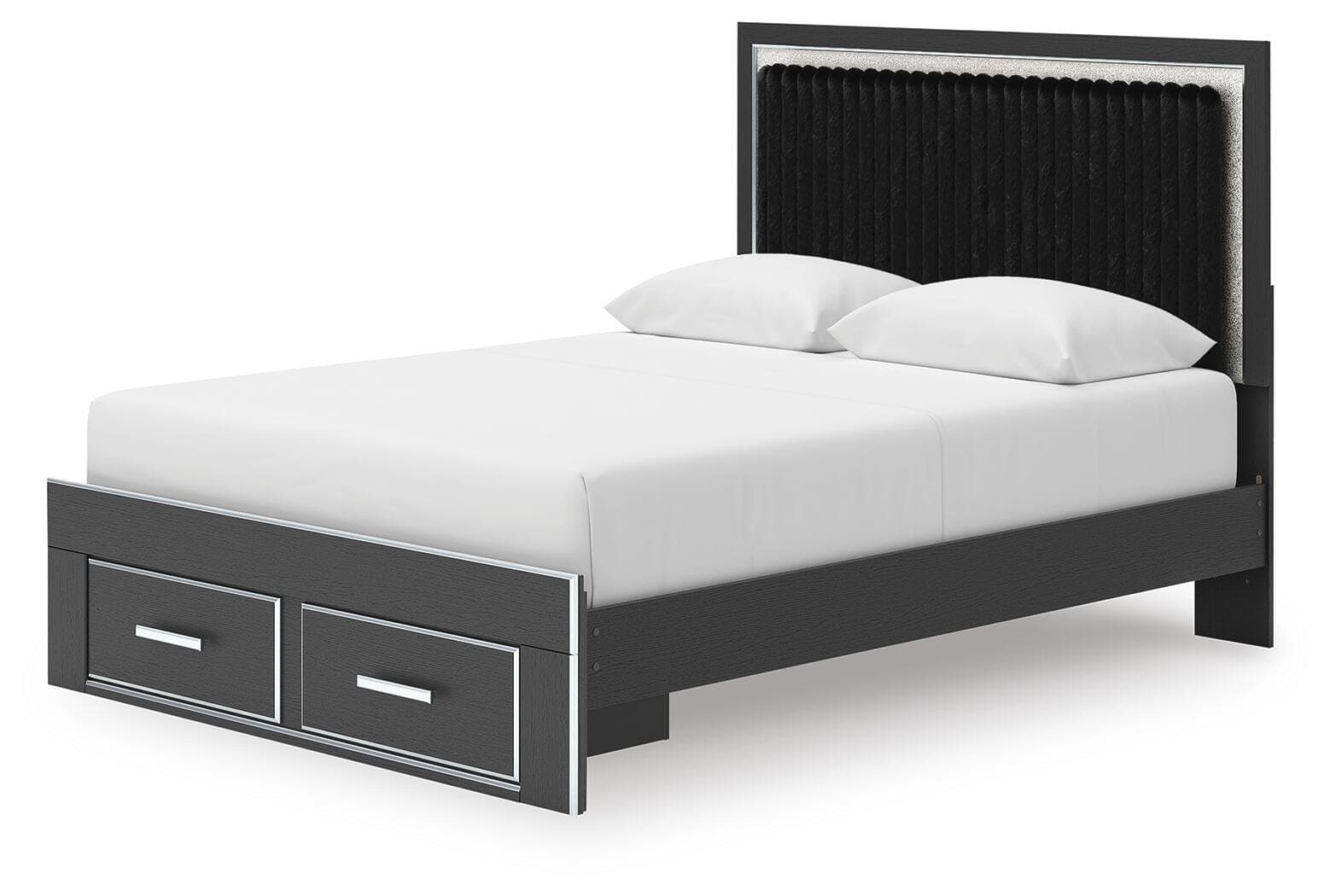 Birmonton Queen Upholstered Panel Platform Storage Bed — Black — view 4