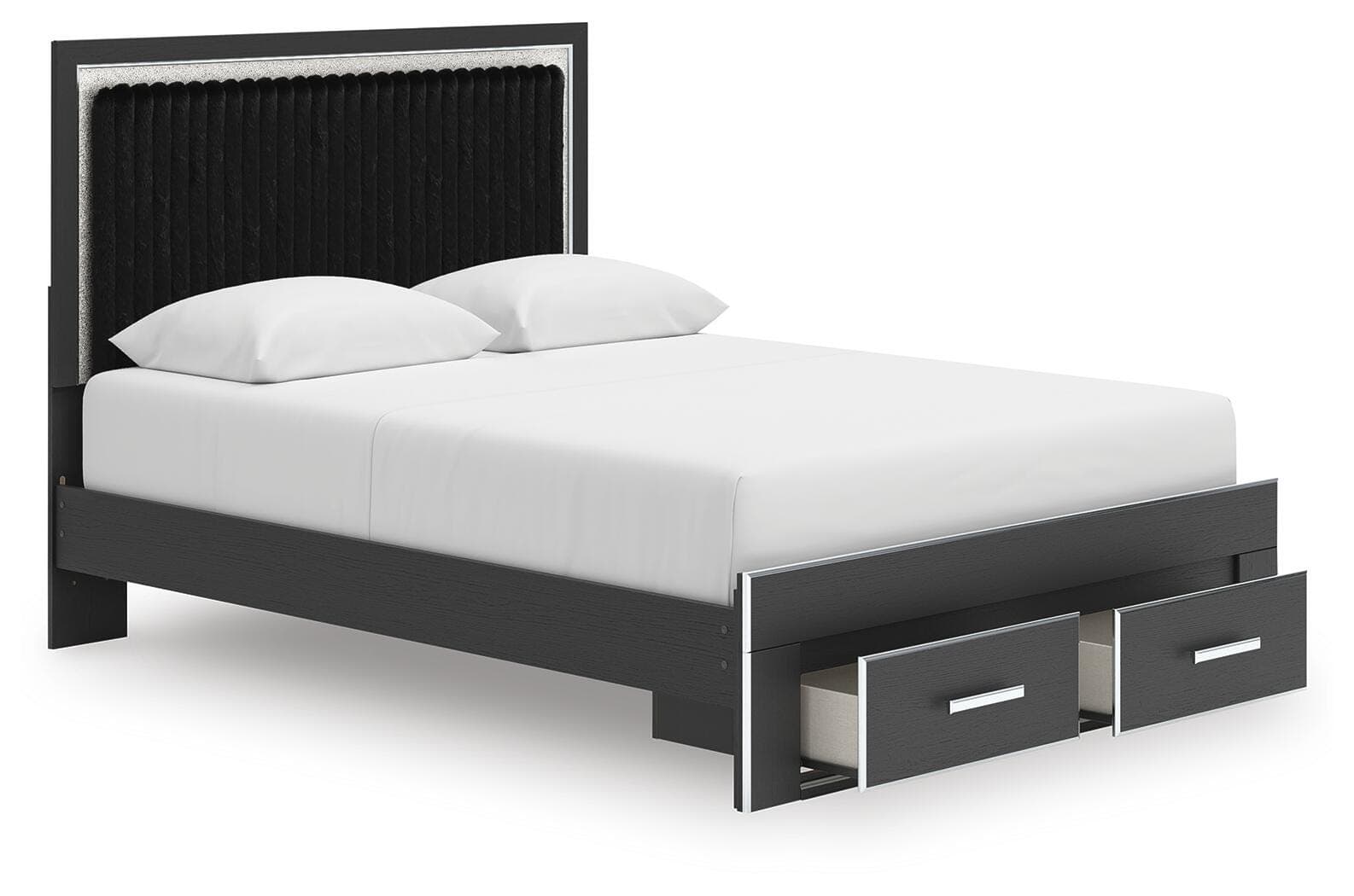 Birmonton Queen Upholstered Panel Platform Storage Bed — Black — view 5