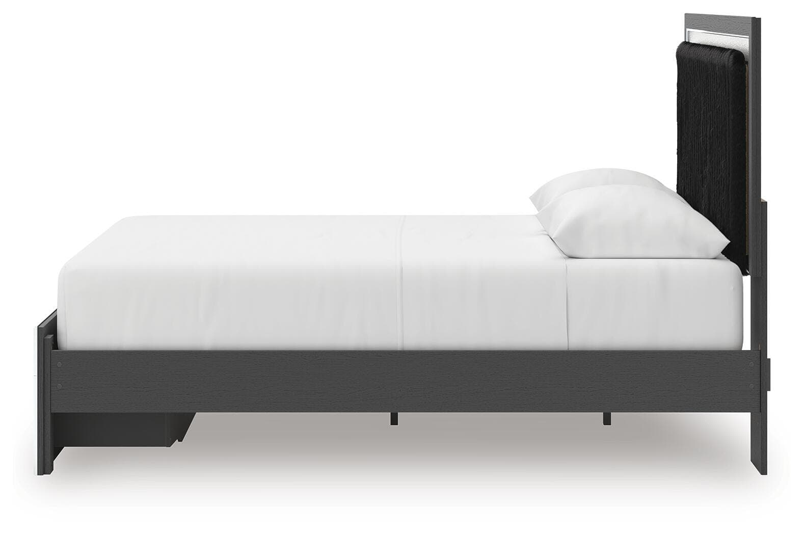 Birmonton Queen Upholstered Panel Platform Storage Bed — Black — view 8