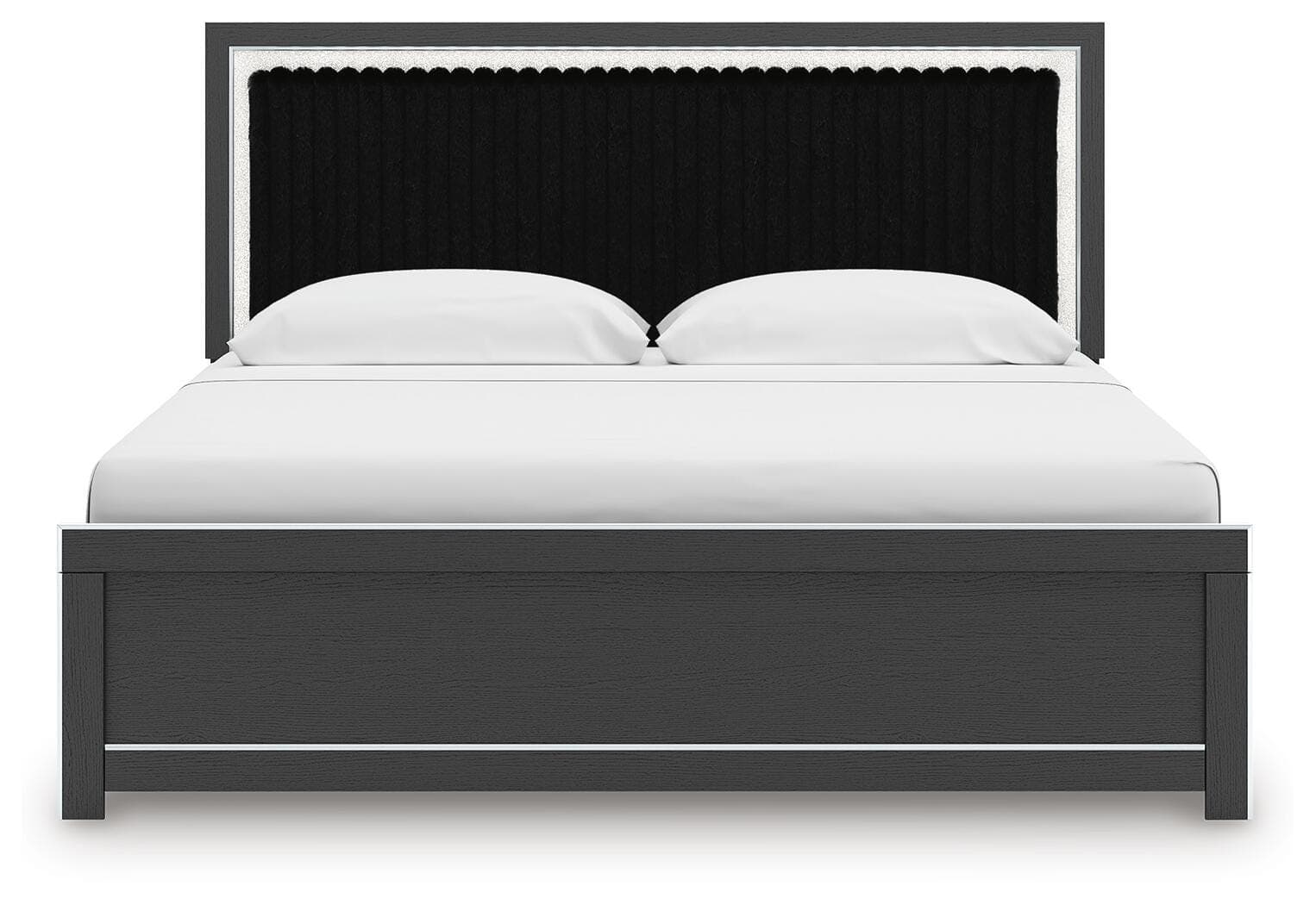 Birmonton King Upholstered Panel Platform Bed — Black — view 6
