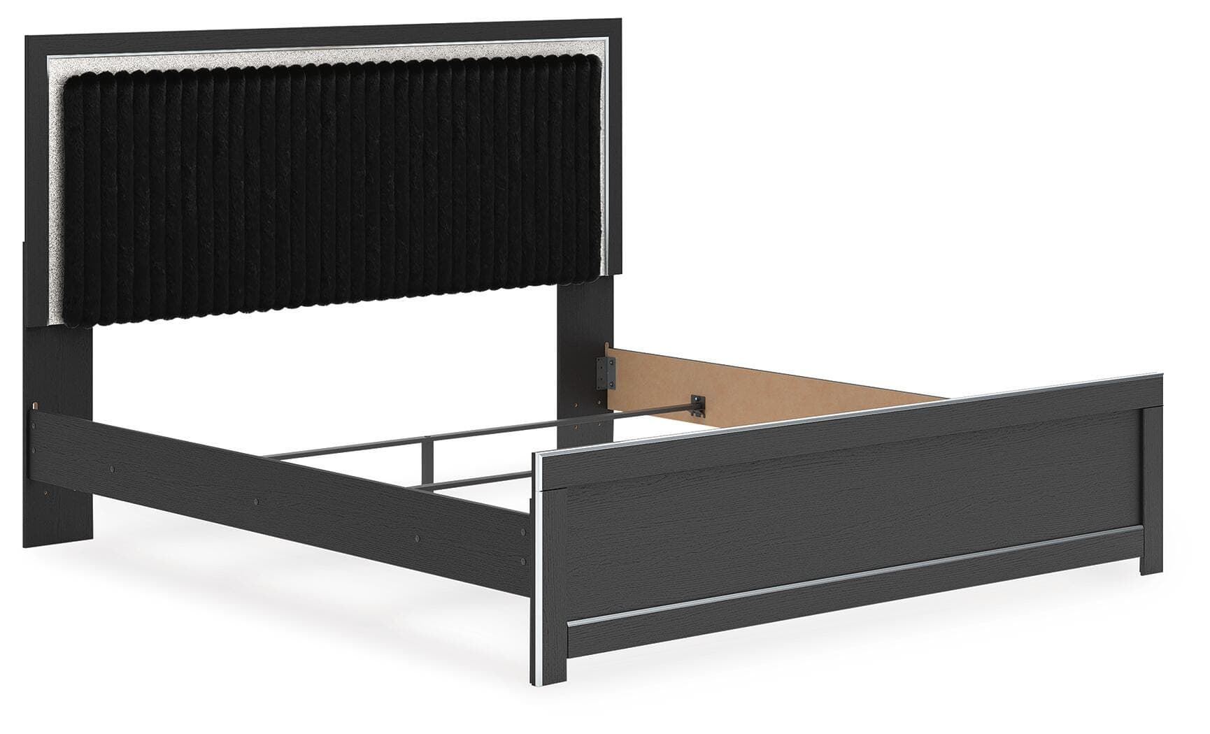 Birmonton King Upholstered Panel Bed — Black — view 3