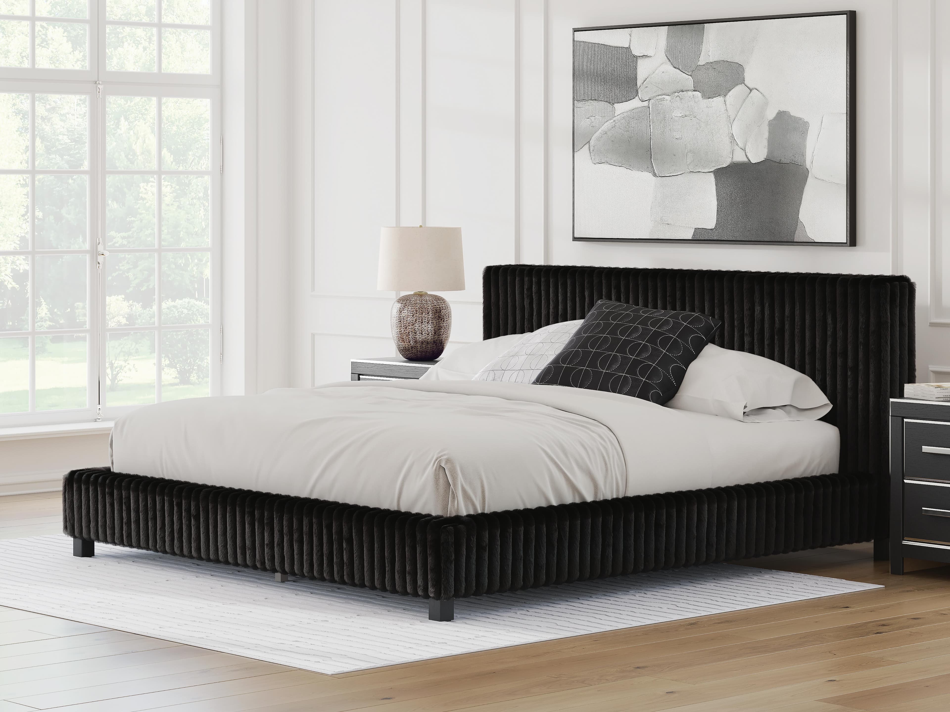 Birmonton King Upholstered Bed — Black — view 2