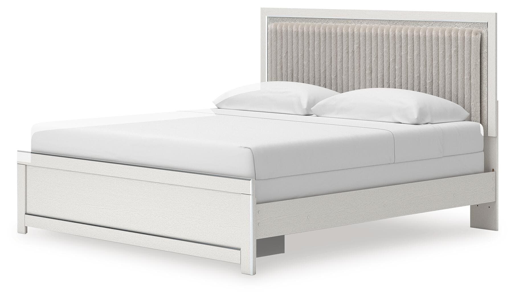 Birmonton King Upholstered Panel Bed — White — view 4