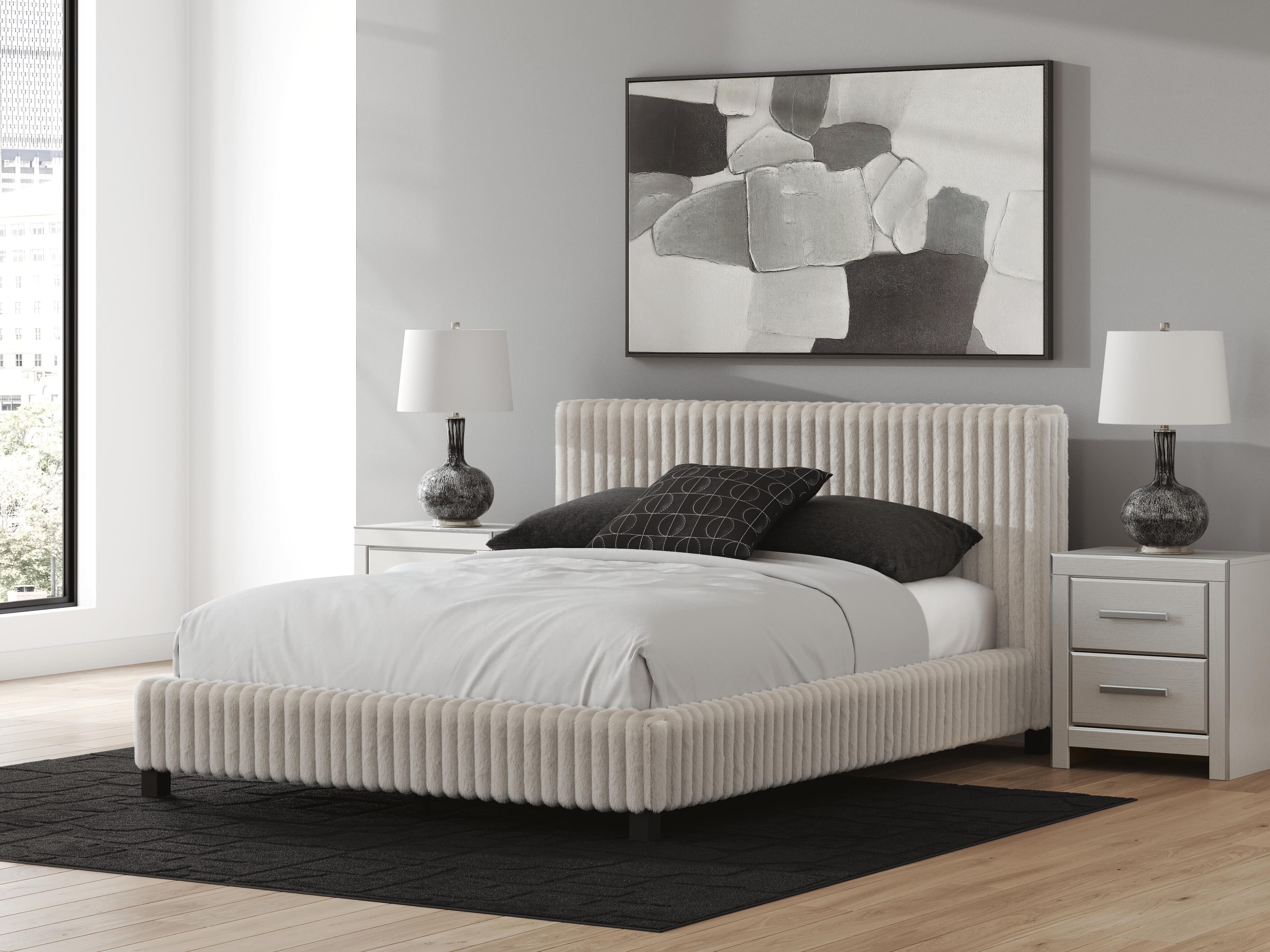 Birmonton Queen Upholstered Bed — White — view 2