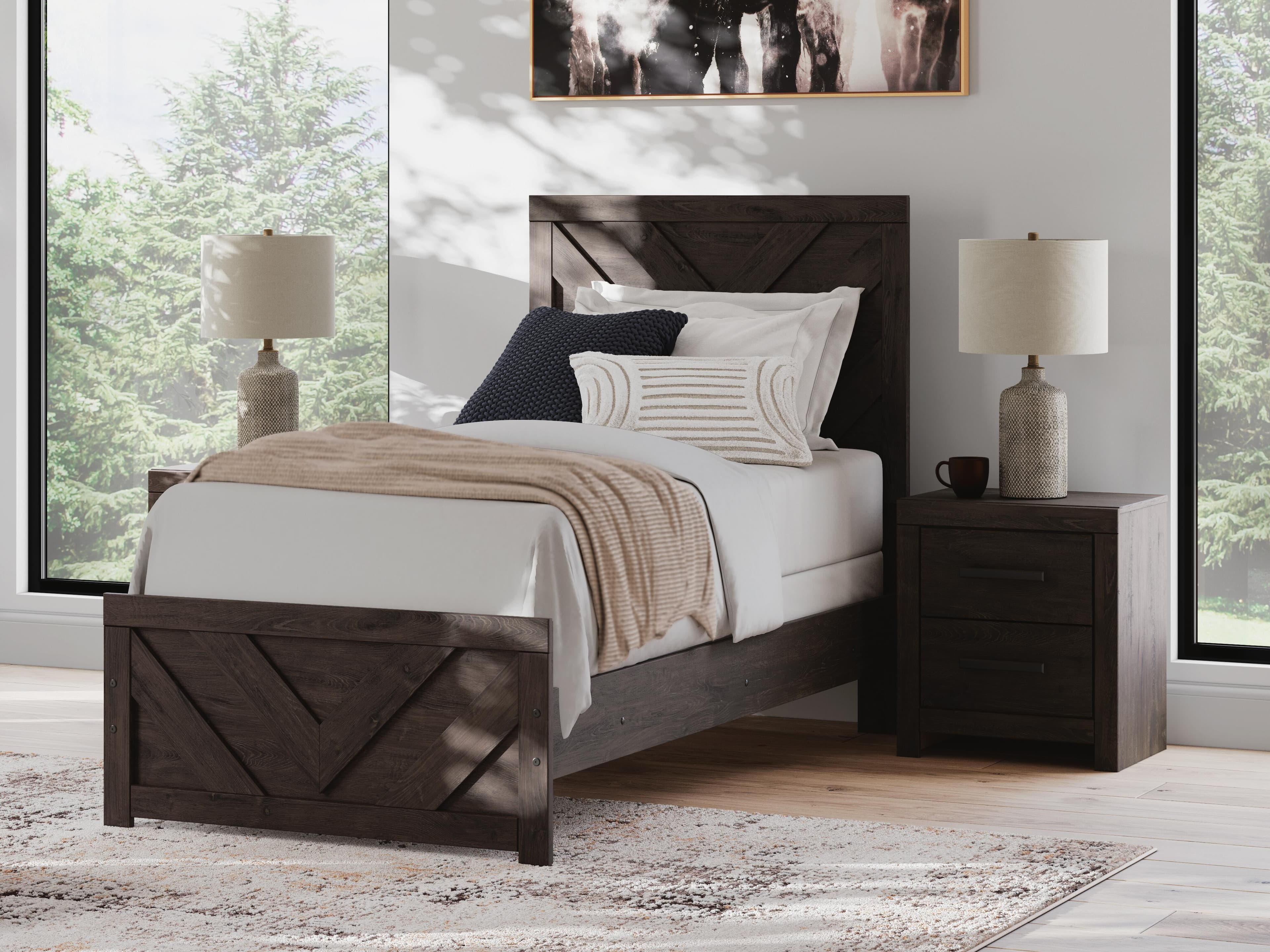 Prendonea Twin Panel Bed — Black/Gray — view 2