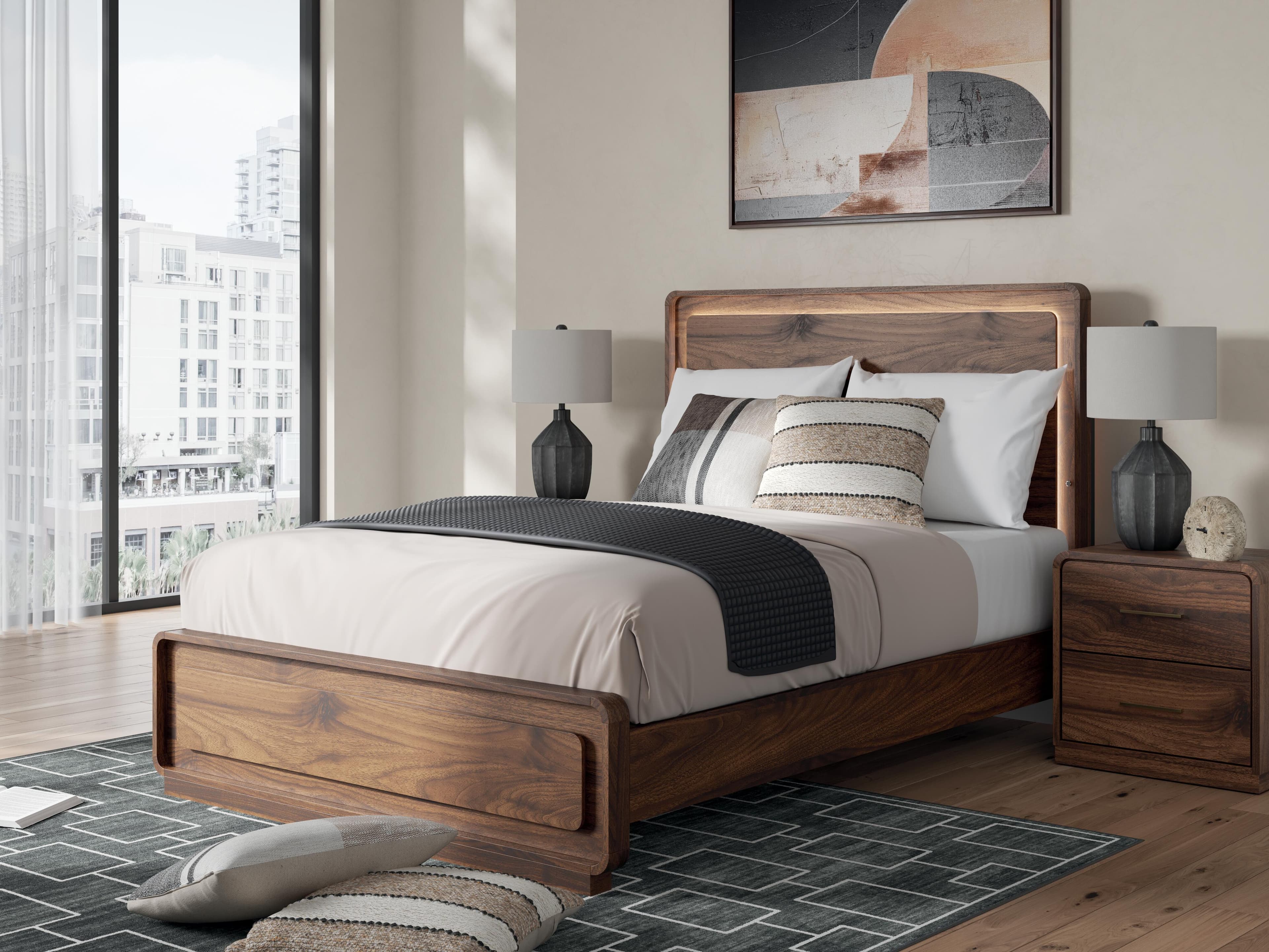 Hollinaze Queen Panel Bed — Walnut Brown — view 2