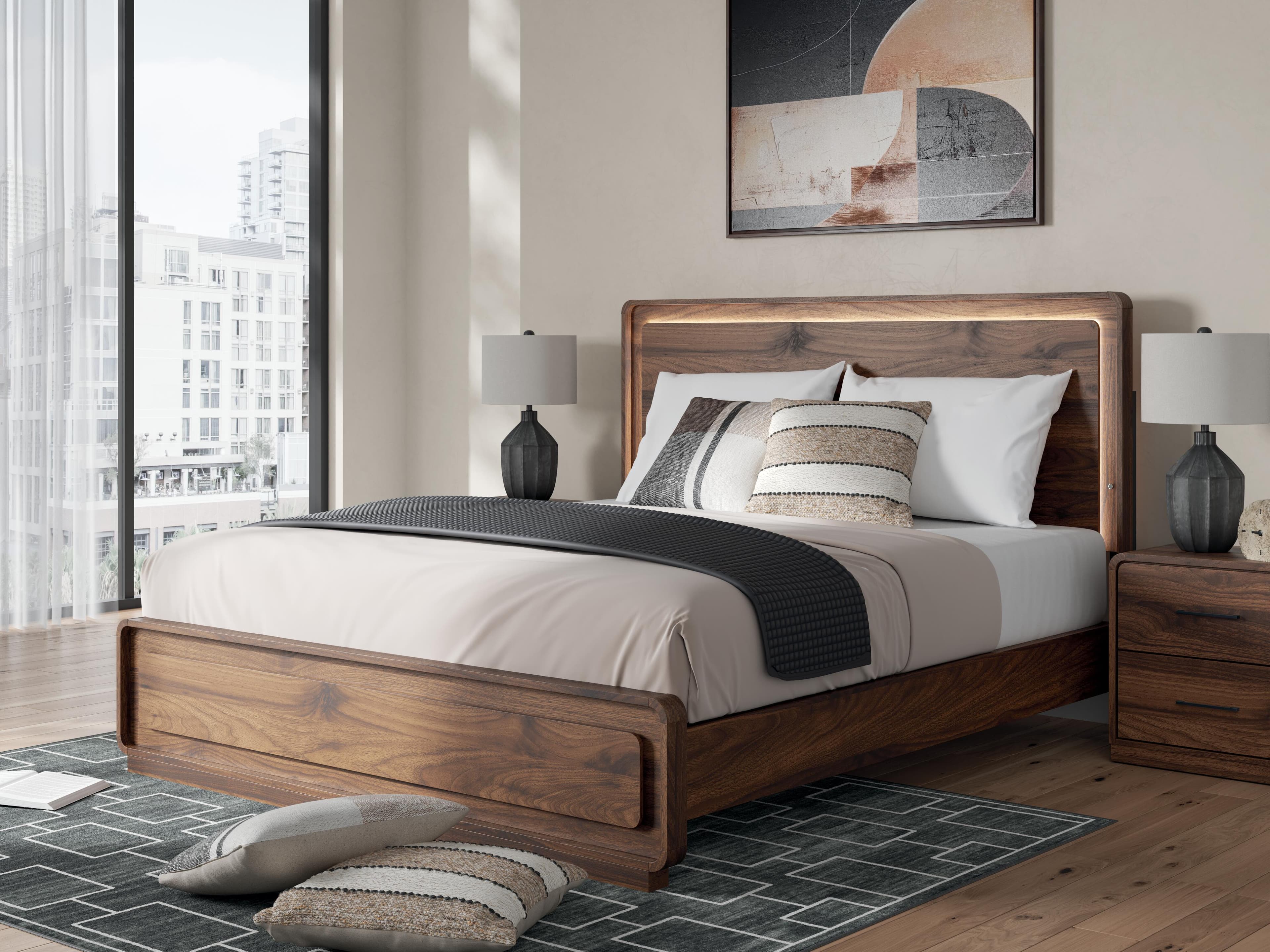 Hollinaze California King Panel Bed — Walnut Brown — view 2