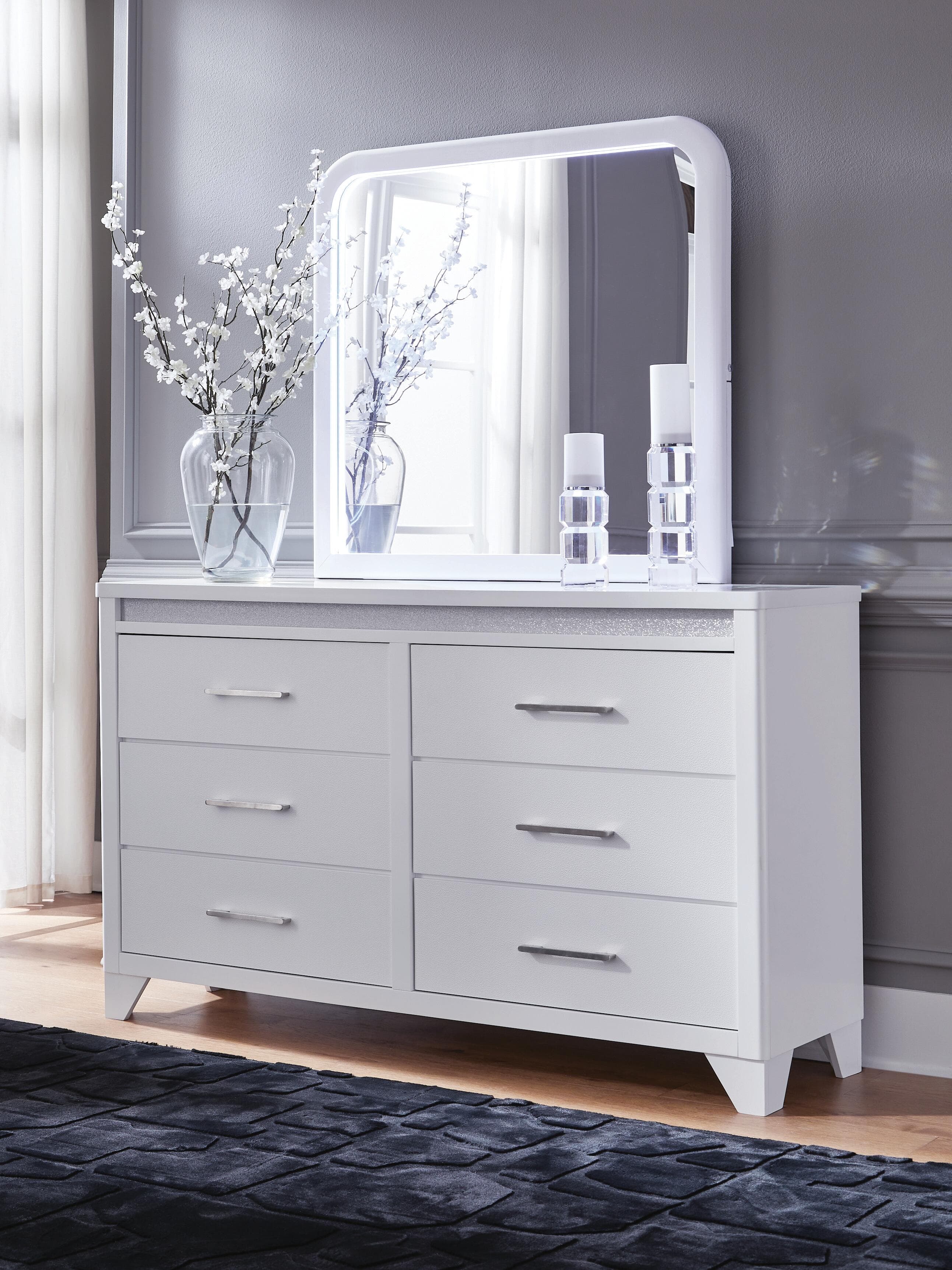 Frostlyn Dresser and Mirror — White — view 2