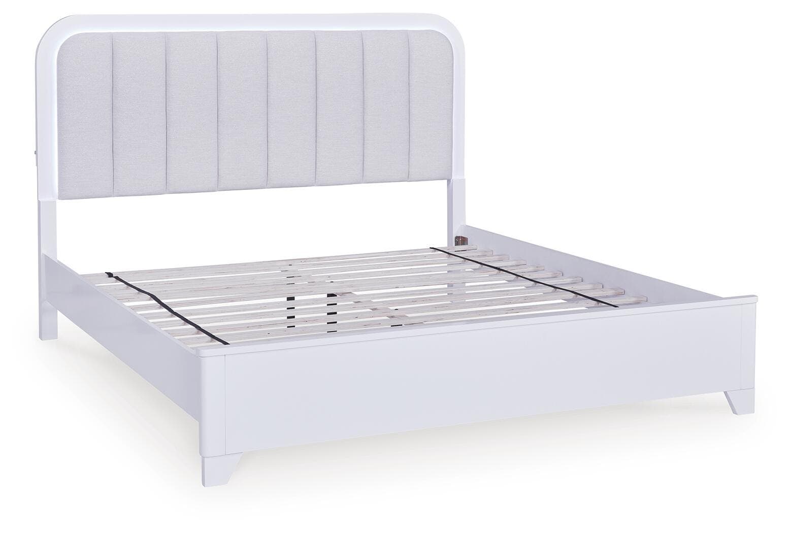Frostlyn California King Upholstered Panel Bed — White — view 3