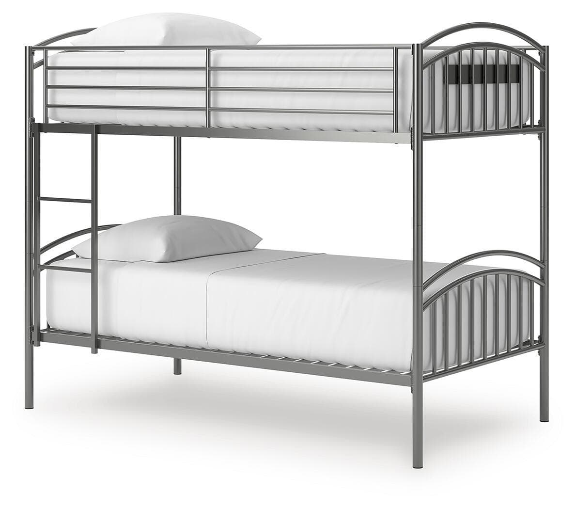 Hilletran Twin over Twin Bunk Bed with Ladder — Black/Gray — view 3