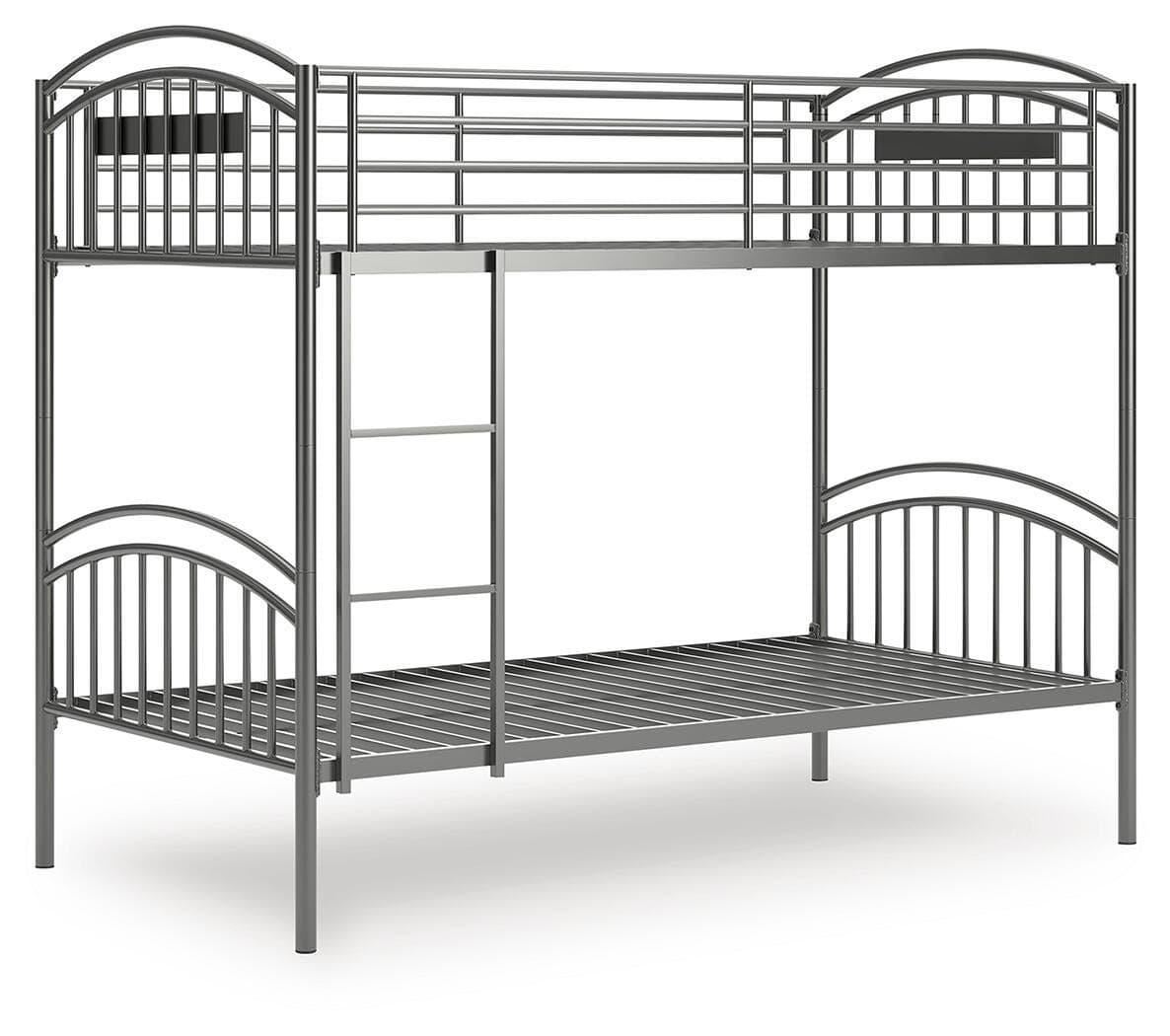 Hilletran Twin over Twin Bunk Bed with Ladder — Black/Gray — view 4