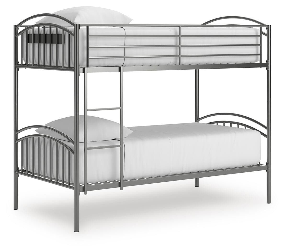 Hilletran Twin over Twin Bunk Bed with Ladder — Black/Gray — view 2