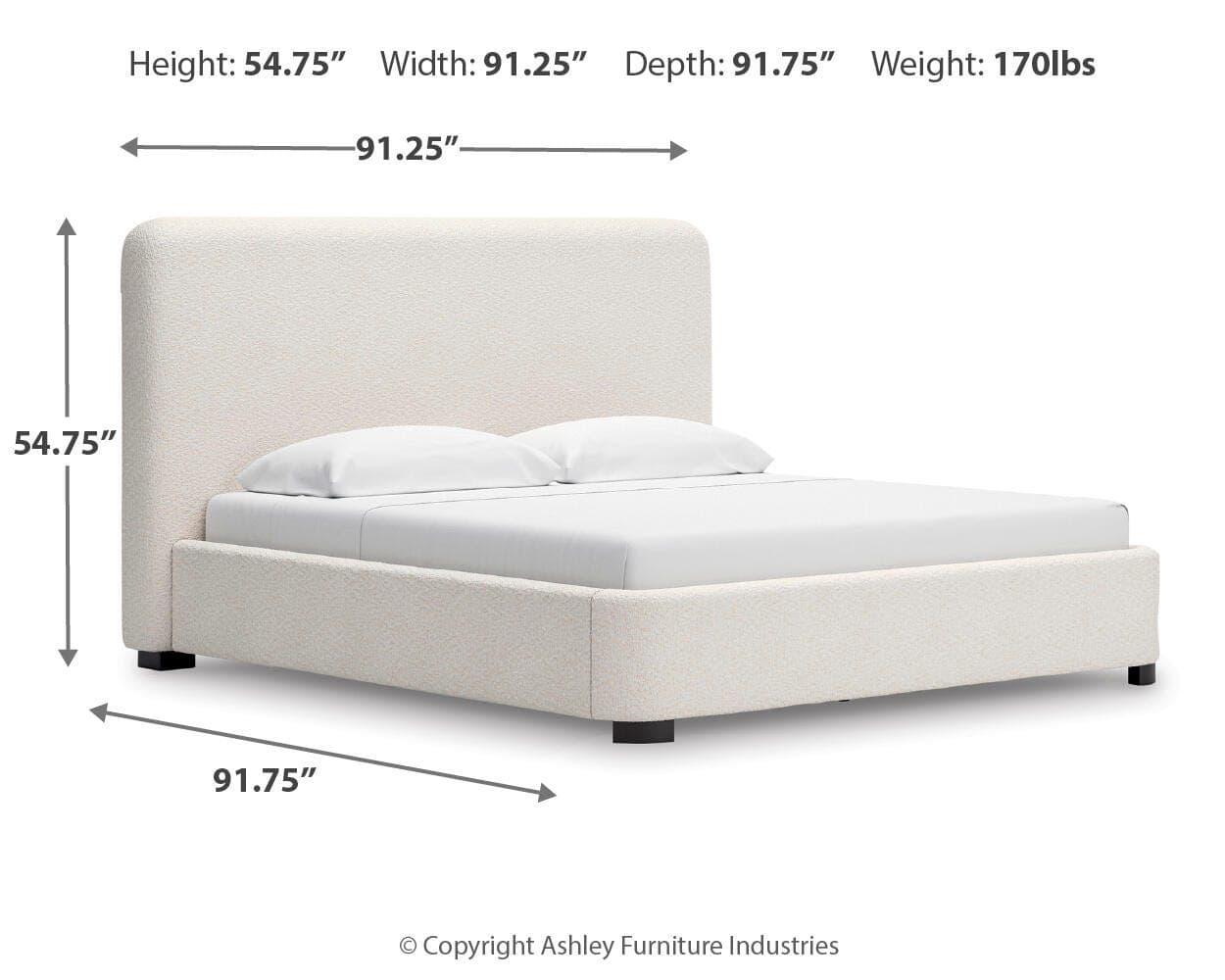 Whittgate King Upholstered Bed — White — view 4