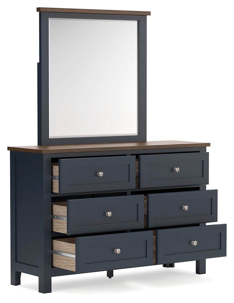 Landocken Dresser and Mirror — Blue & Brown/Beige — view 4