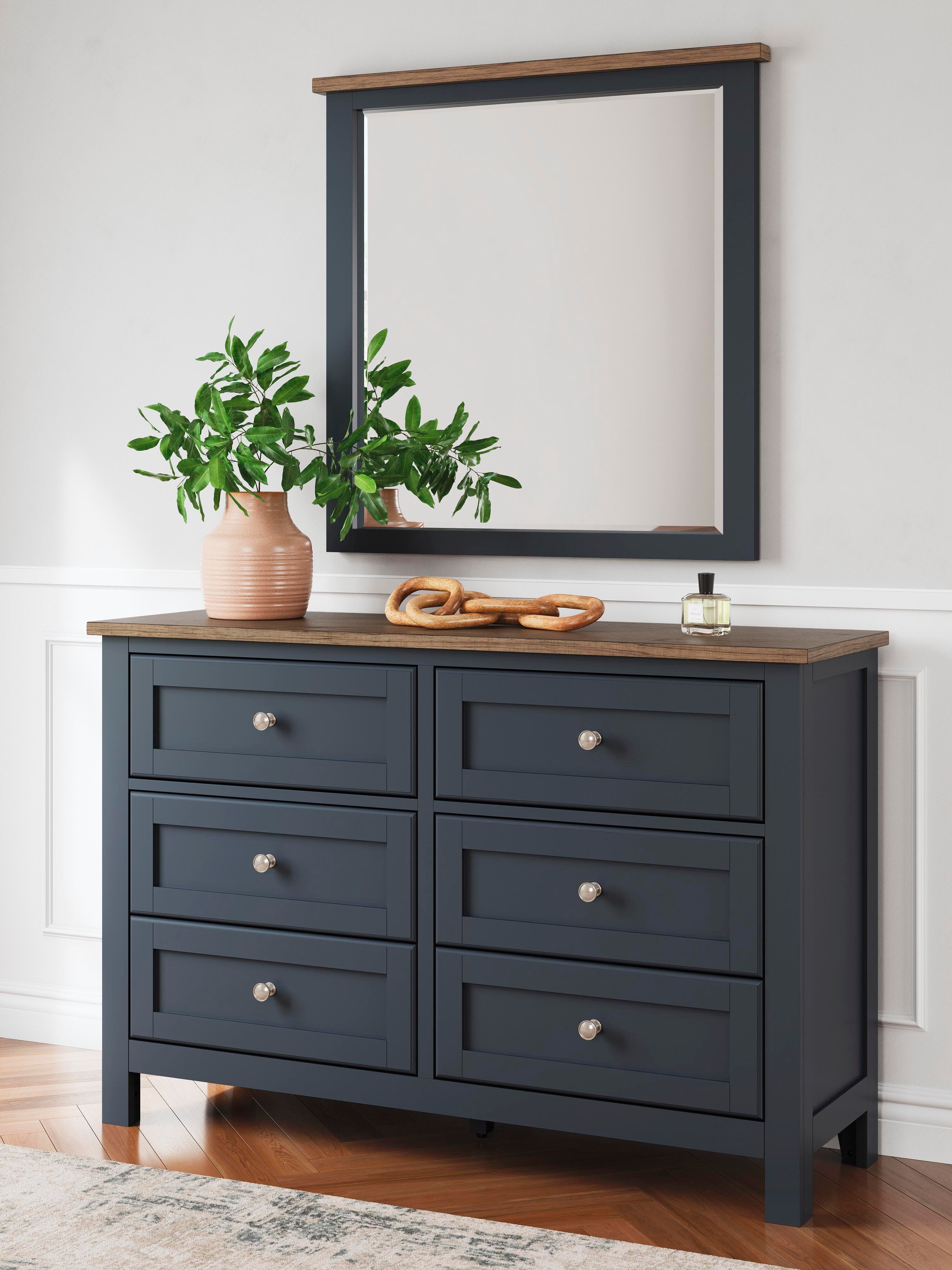 Landocken Dresser and Mirror — Blue & Brown/Beige — view 2