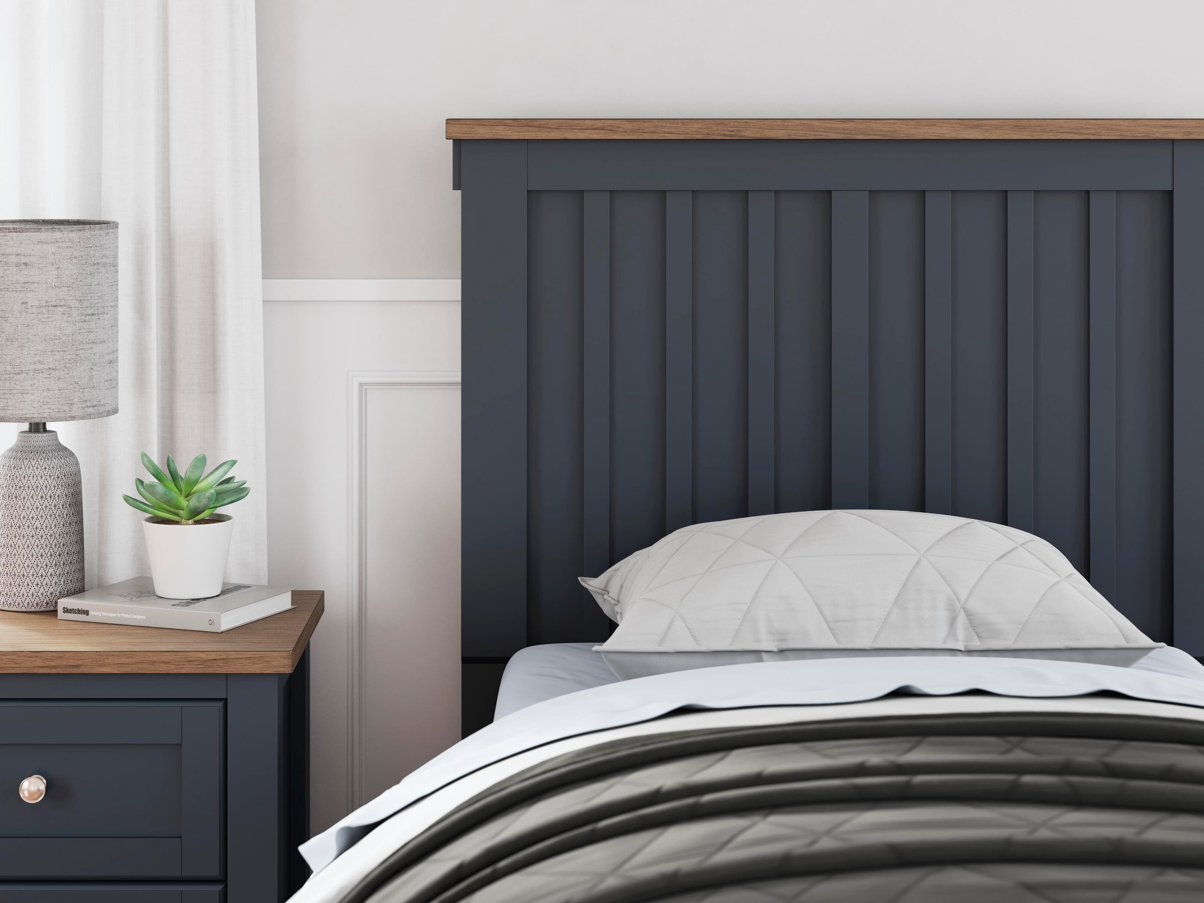 Landocken Twin Panel Headboard — Blue & Brown/Beige — view 2