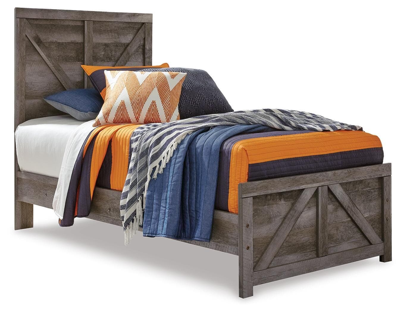 Wynnlow Twin Crossbuck Panel Bed — Black/Gray — view 3