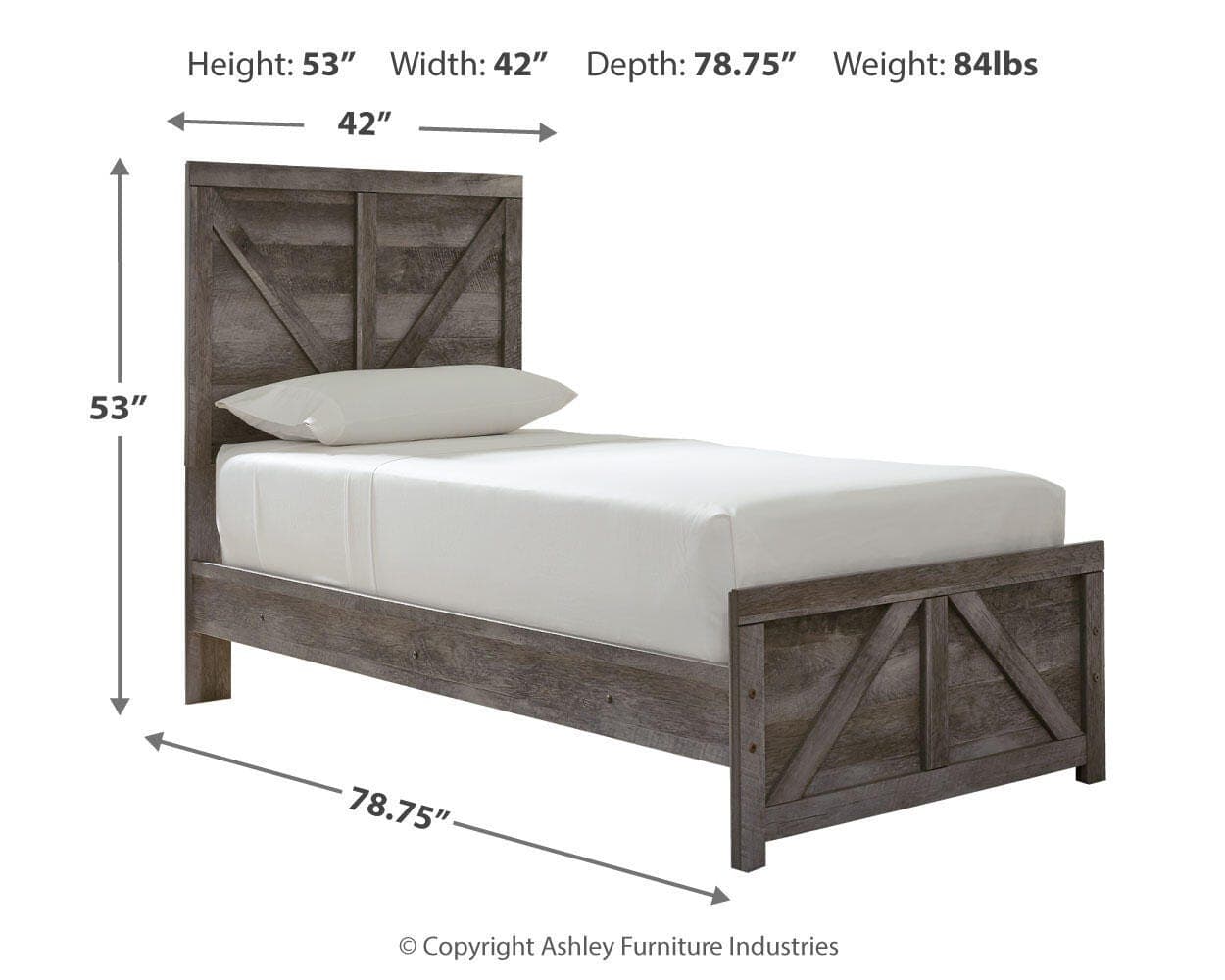 Wynnlow Twin Crossbuck Panel Bed — Black/Gray — view 4